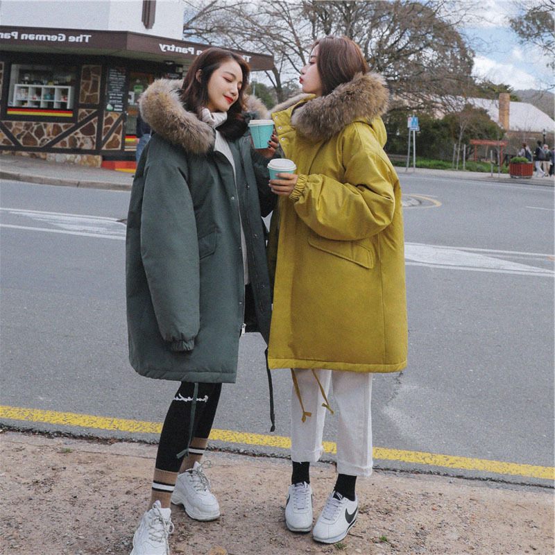秋冬 ダウンコート ファー襟 フード付き ロングコート レディース コート ダウンジャケット あったか 防寒 アウター ゆったり ビッグシルエット Manajily オルチャン 韓国 プチプラレディースファッション