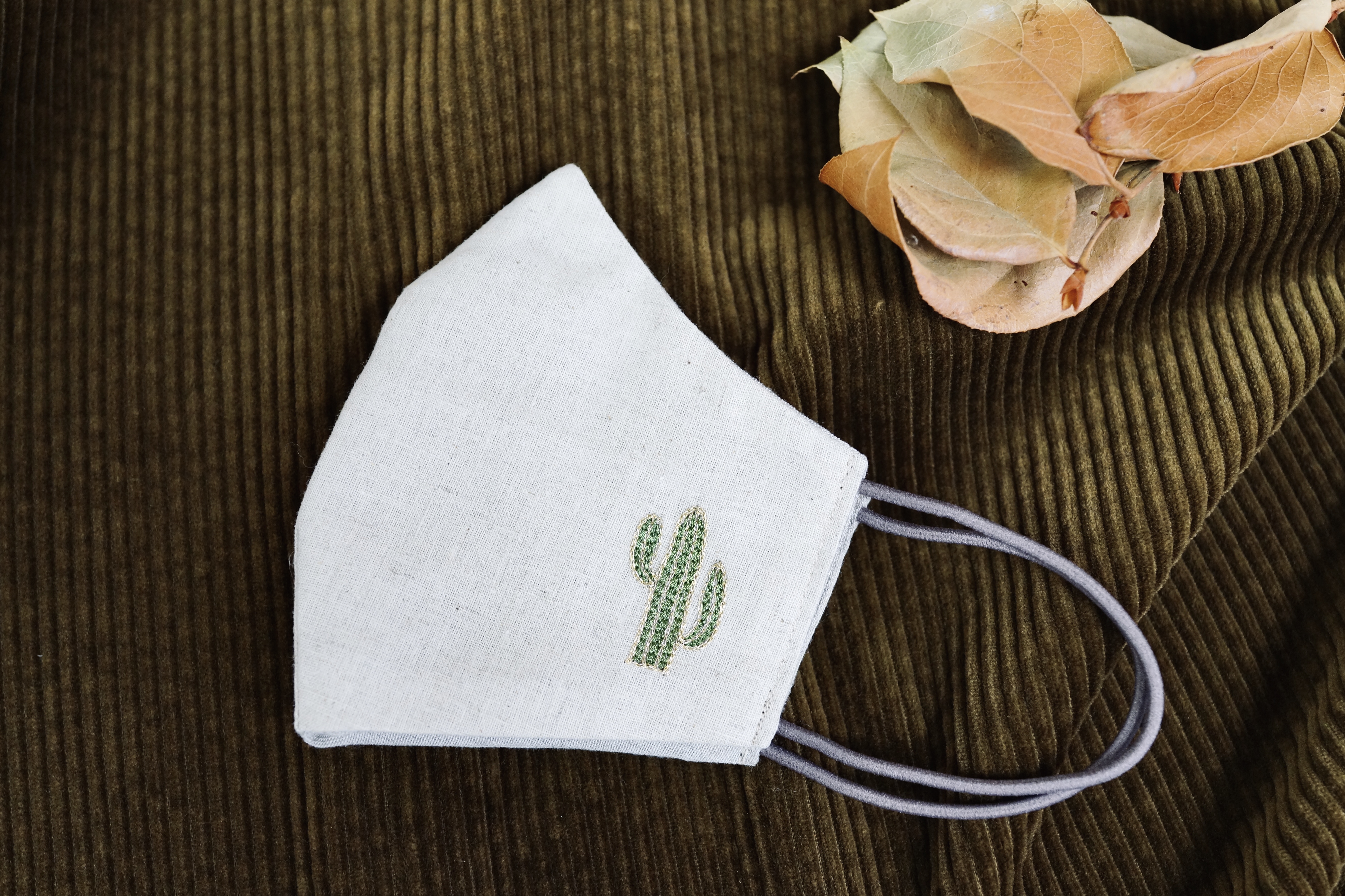 【刺繍マスク/ワイヤー】 "Cactus✴︎Beige"