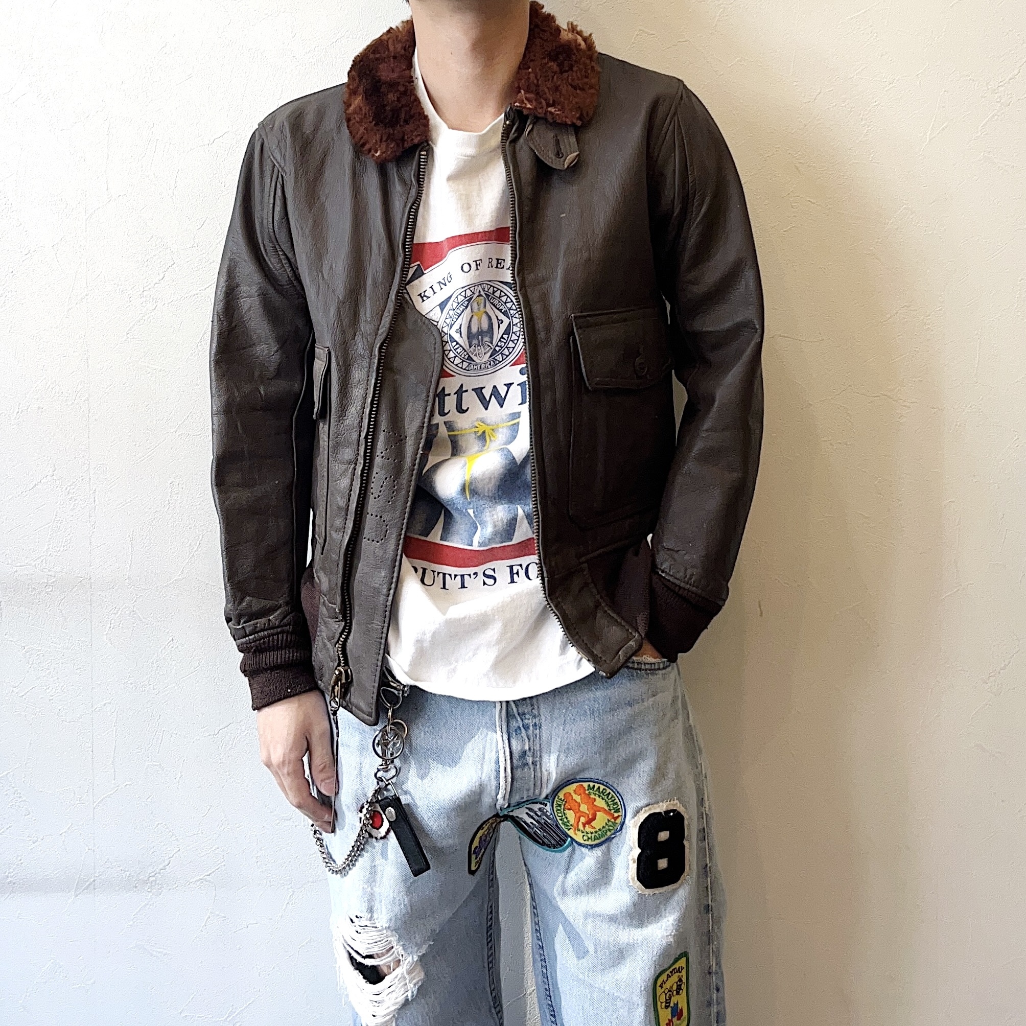 Vintage 60's【THE MARTIN LANE CO.,INC.】G-1 Leather Flight Jacket の画像 3
