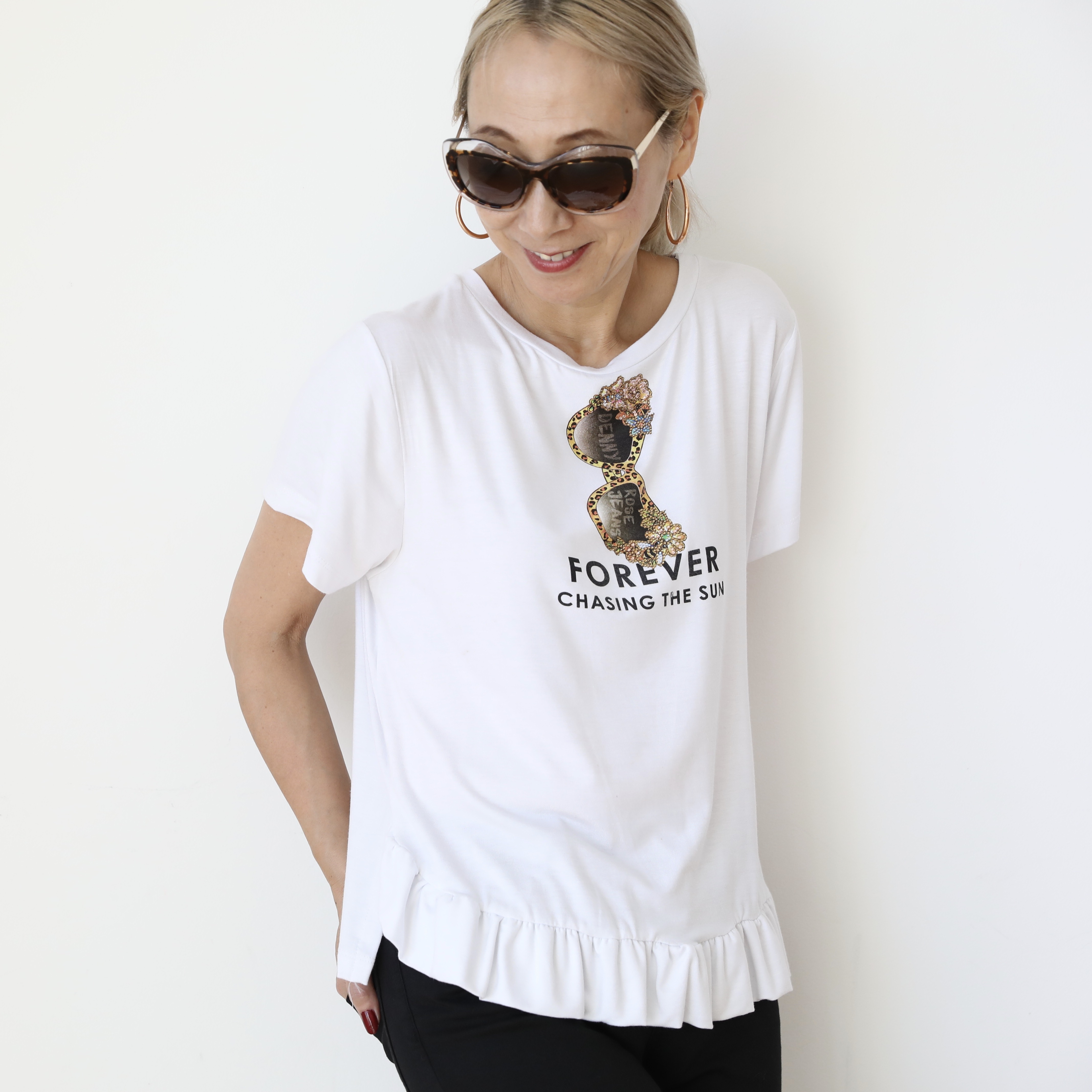 Denny Rose Jeans フリルデザインサングラスプリントtシャツ 021nd 12 000 Tax アトリエ78 インポートセレクトショップ