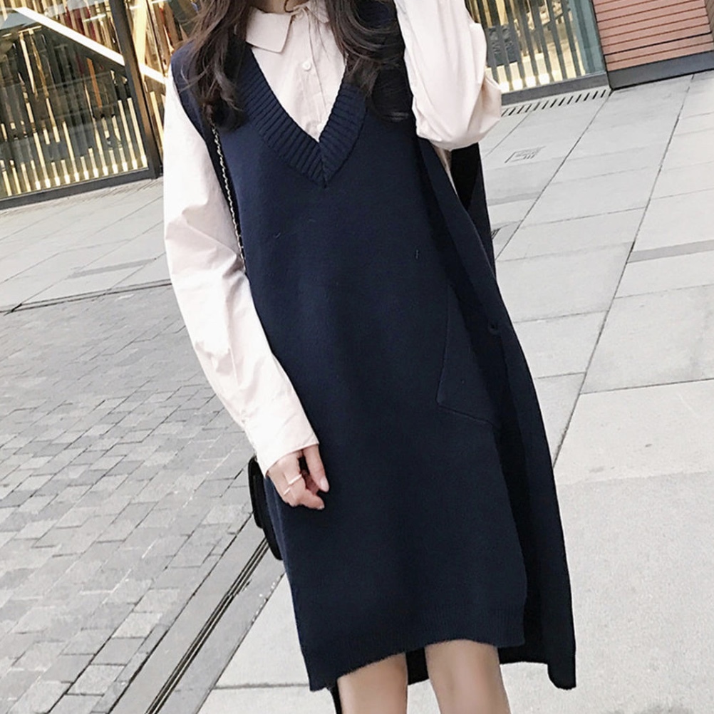 ニット ワンピース レディース 秋 冬 服 ミニ 丈 オルチャン ファッション かわいい ｉライン 制服 学生 風 ベスト Op 0426 Happy Orurea ハッピーオルレア