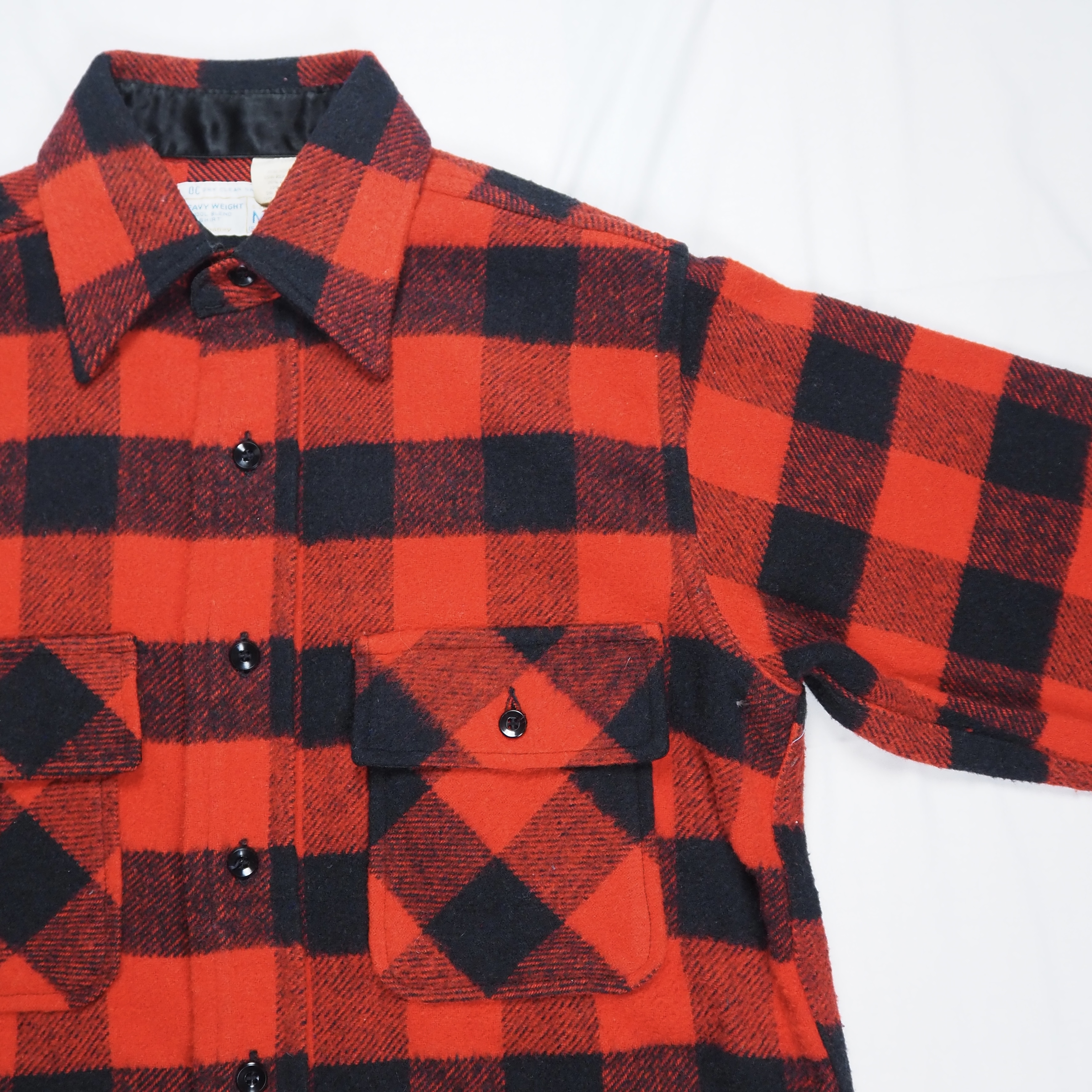 70’s J.C. Penny フランネルシャツ Mサイズ レッド×ブラック ブロックチェック Mサイズ マチ付き オンライン限定商品 の画像 4