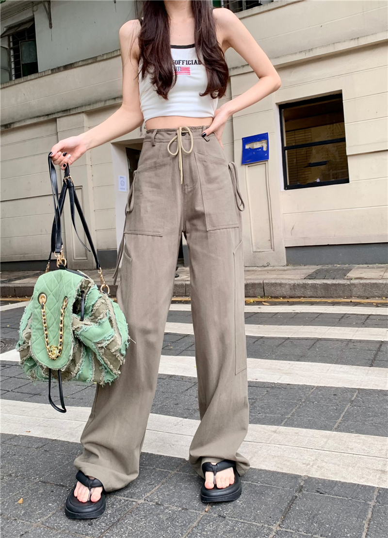 ワイドパンツ ボトムス パンツ ワイドパンツ ロング ロング丈 ワイド ウエストマーク ウエストリボン ポケット ハイウエスト 綿 かわいい 大人可愛い きれいめ シンプル カジュアル 大人 上品