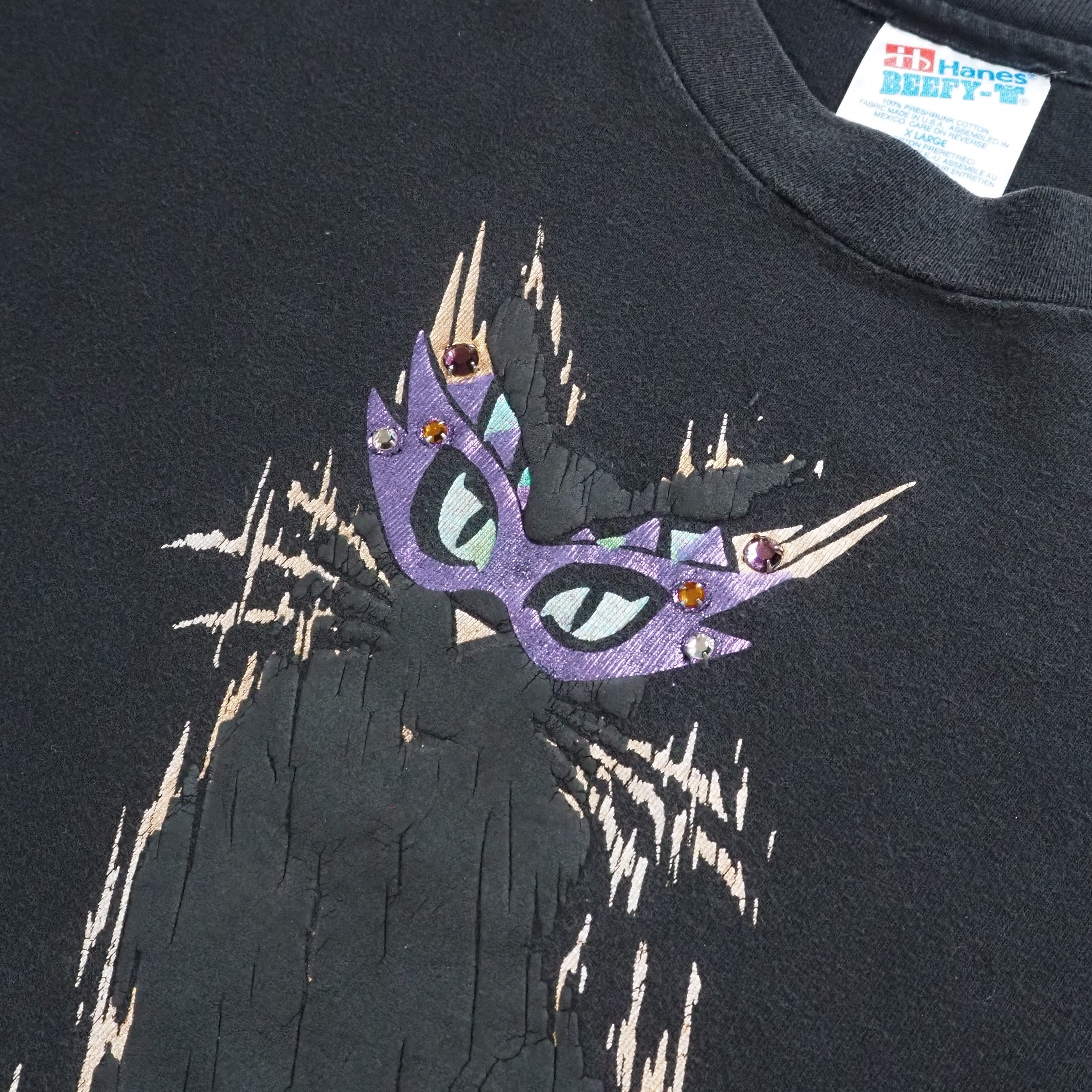 90's Hanes 猫Tシャツ XL ブラック の画像 4