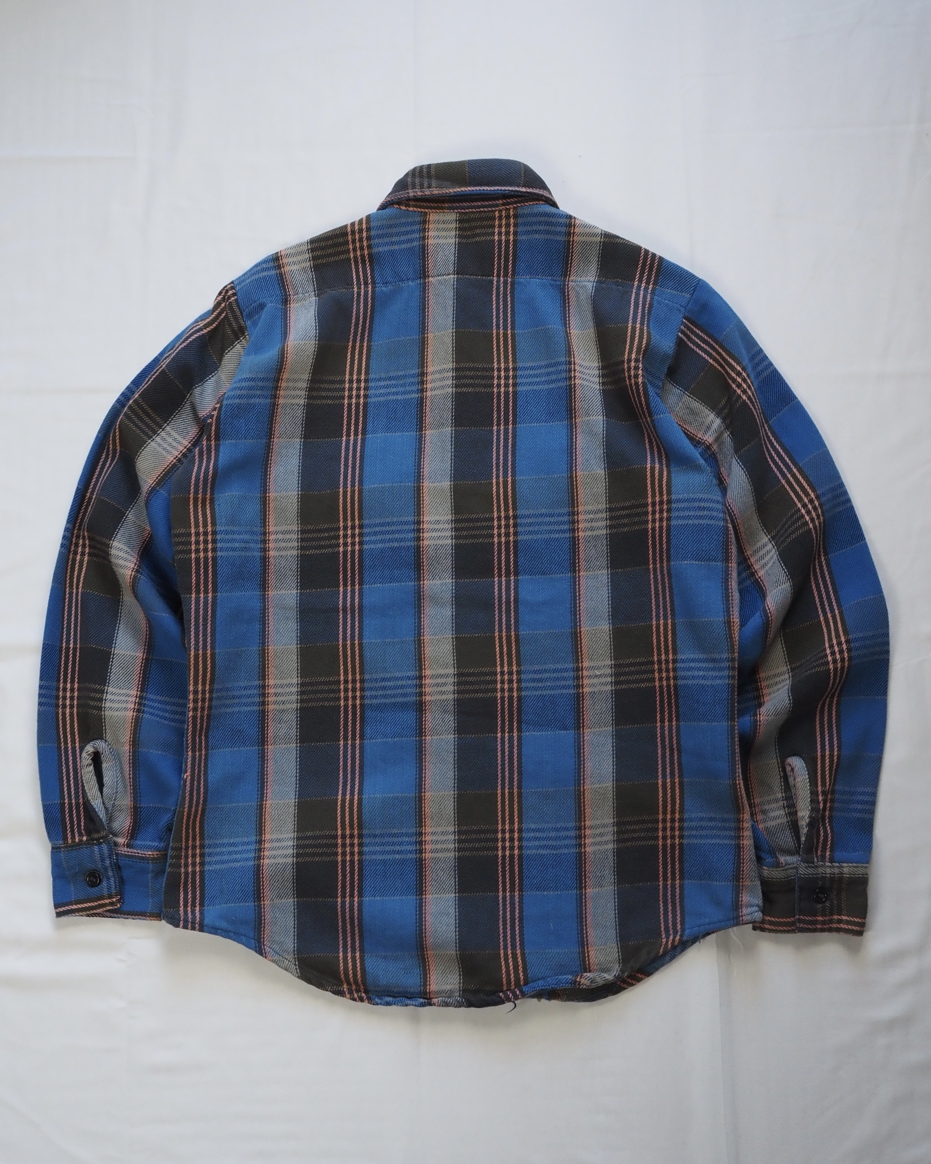 80’s Fivebrother ヘヴィネル Sサイズ ブルー×グレー×ピンク の画像 10