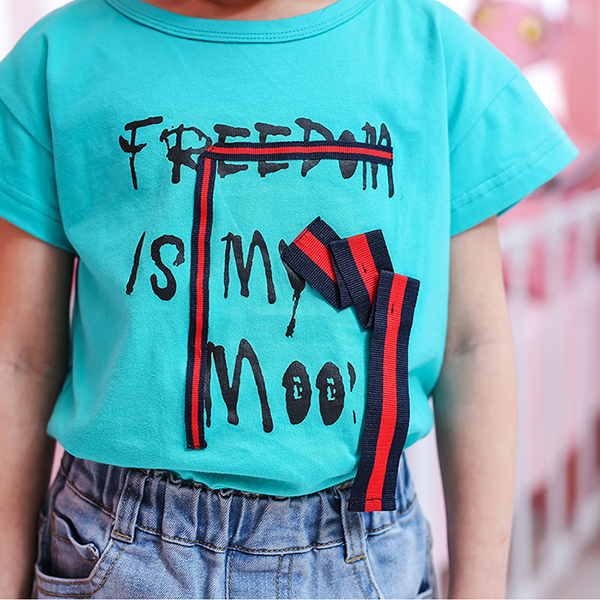 送料無料 子ども Tシャツ 可愛い 小学生 女の子 ｔシャツ 夏 韓国ガールファッション 韓国子供服 夏 キッズ 可愛い 半袖ｔシャツ リボン付き 100cm 140cm Everydays
