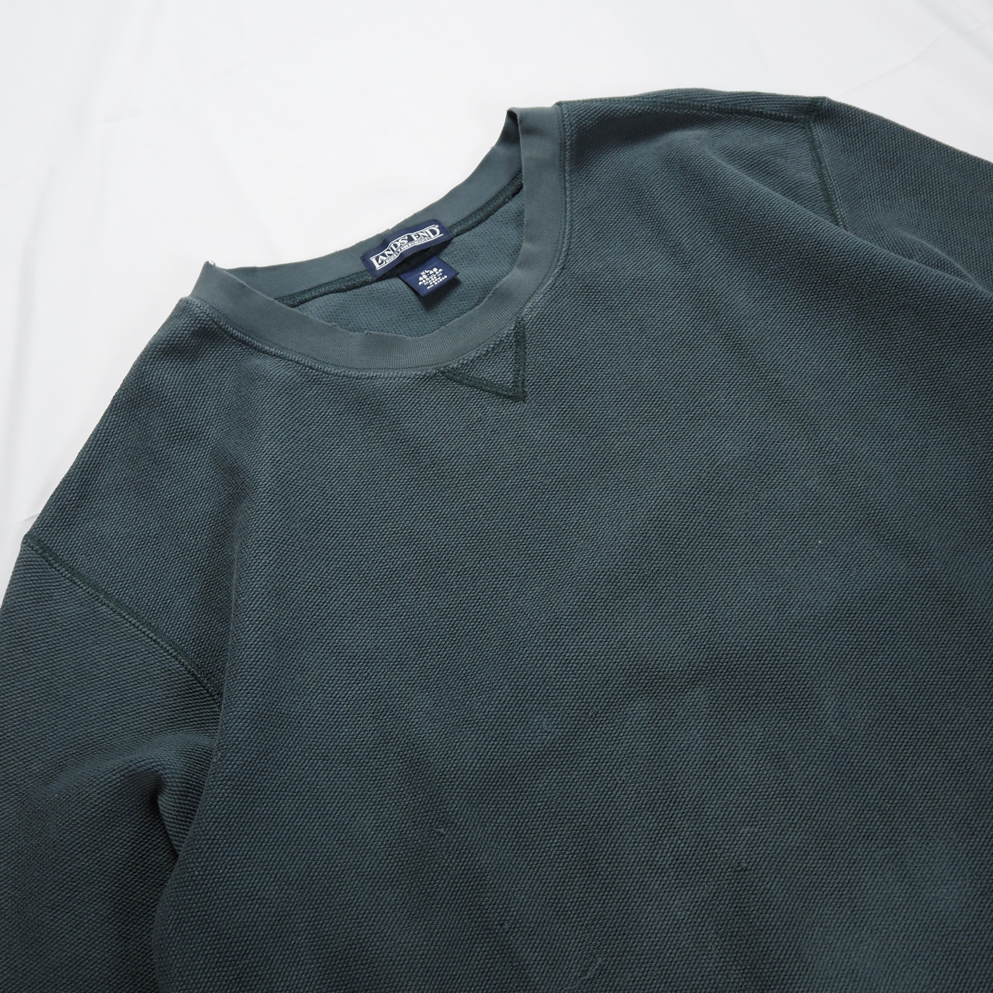 90’s Land’s End 鹿子スウェット XL グリーン の画像 2