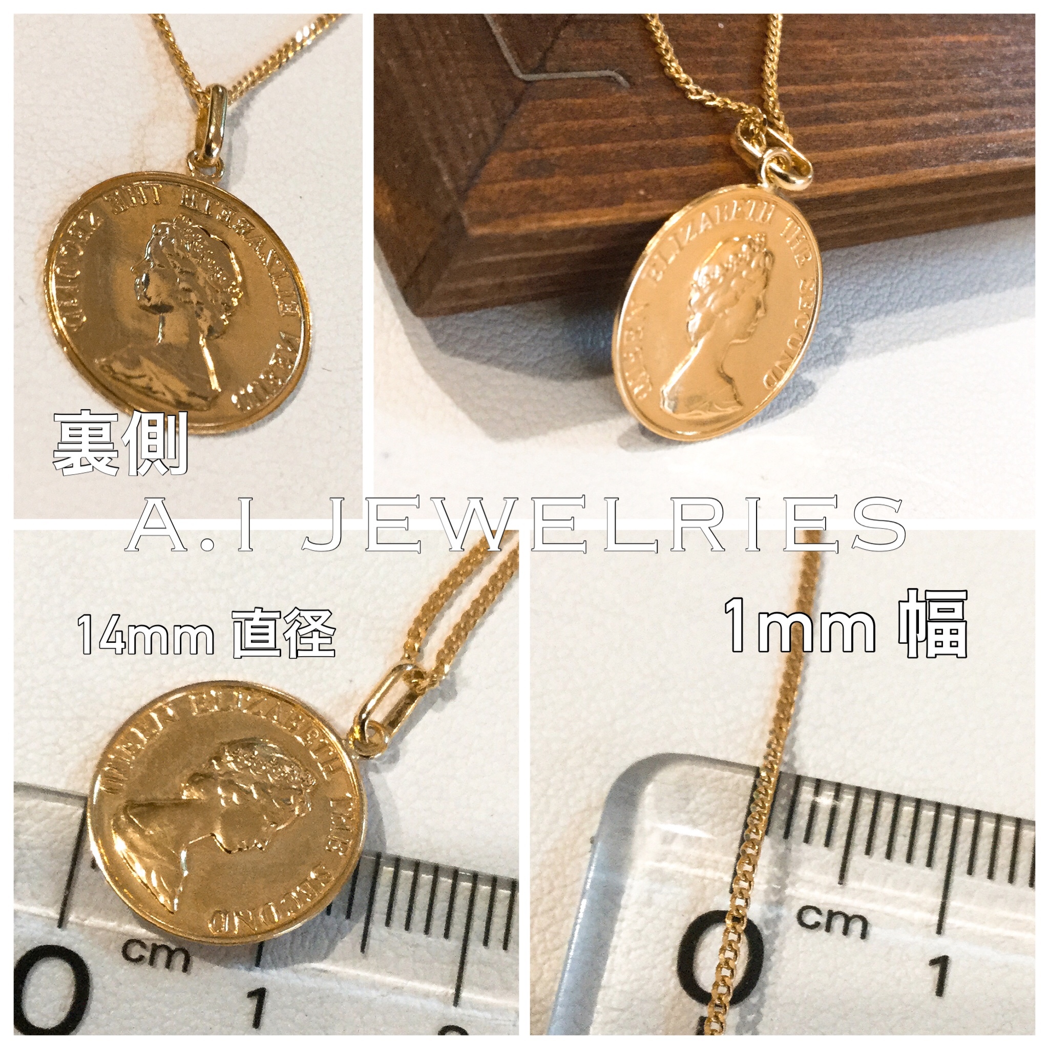 K18 14mm 直径 プレスコイン 50cm 2面喜平 メンズ ネックレス A I Jewelries エイアイジュエリーズ K18 14mm 直径 プレスコイン 50cm 2面喜平 メンズ ネックレス A I Jewelries エイアイジュエリーズ