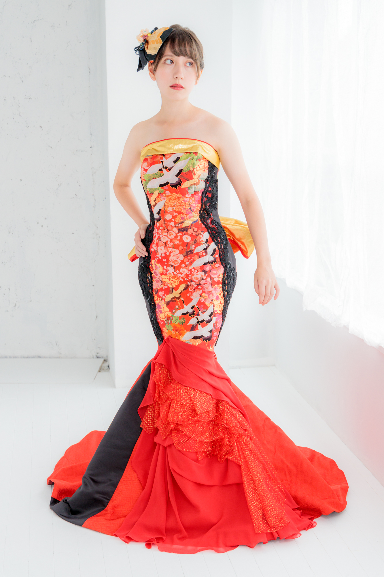 一点もの 和装ウェディング ブライダル 和ドレス 着物ドレス 色打掛 No45 Fujiya Obi Collection