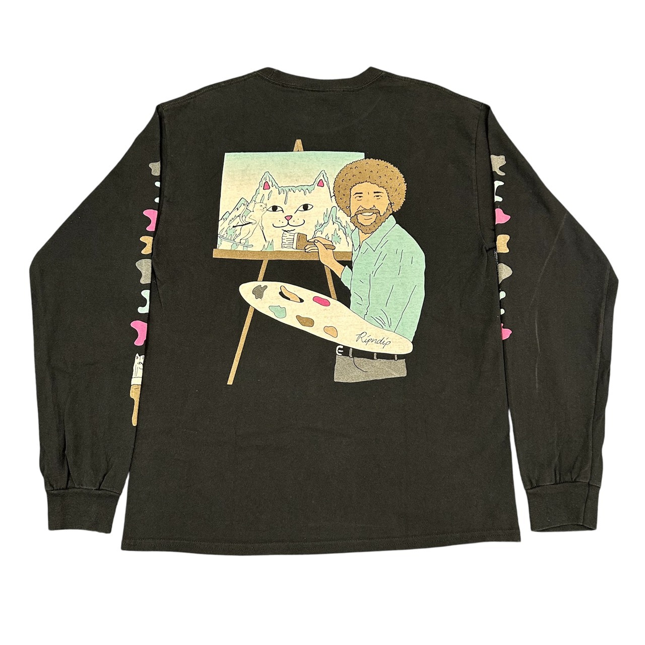RIPNDIP 長袖Tシャツ 袖ロゴ 袖プリント ブラック ロンT リップンディップ ROSS L/S バックプリント (M) の画像 2