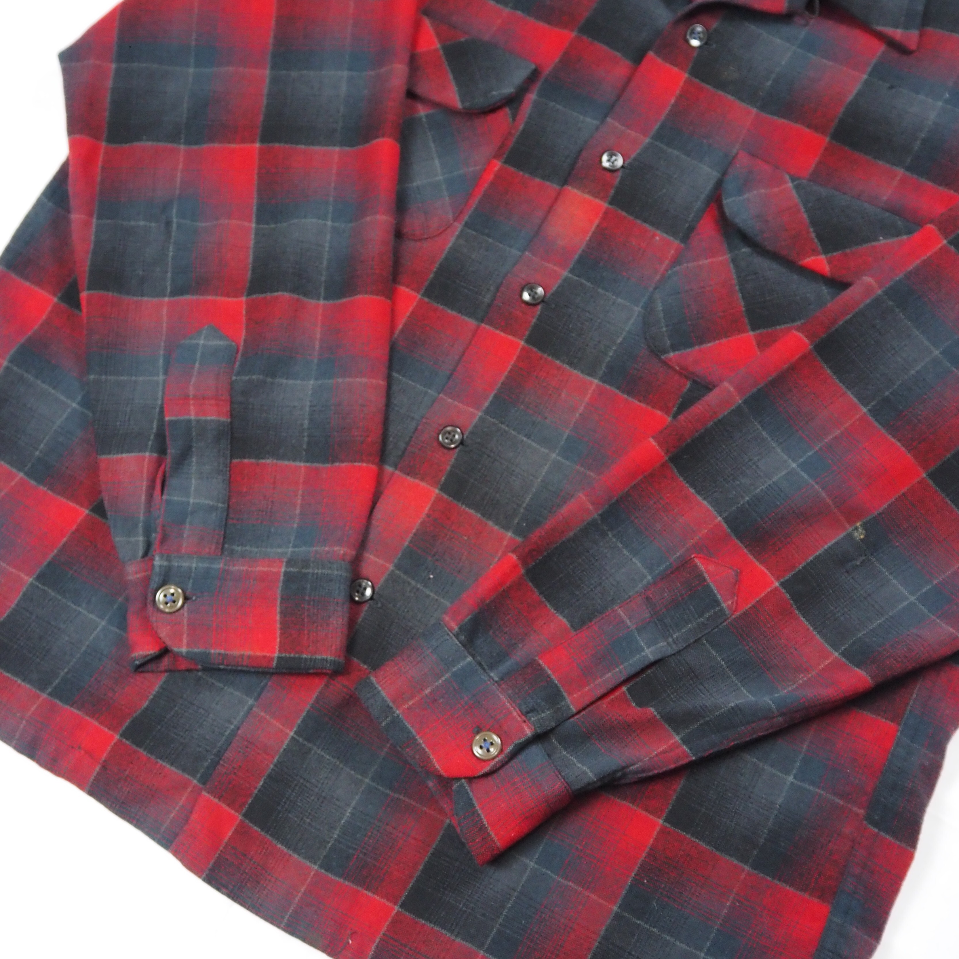 【9/23 20:00入荷】50's Pendleton ウールシャツ Lサイズ ブラック×レッド の画像 13