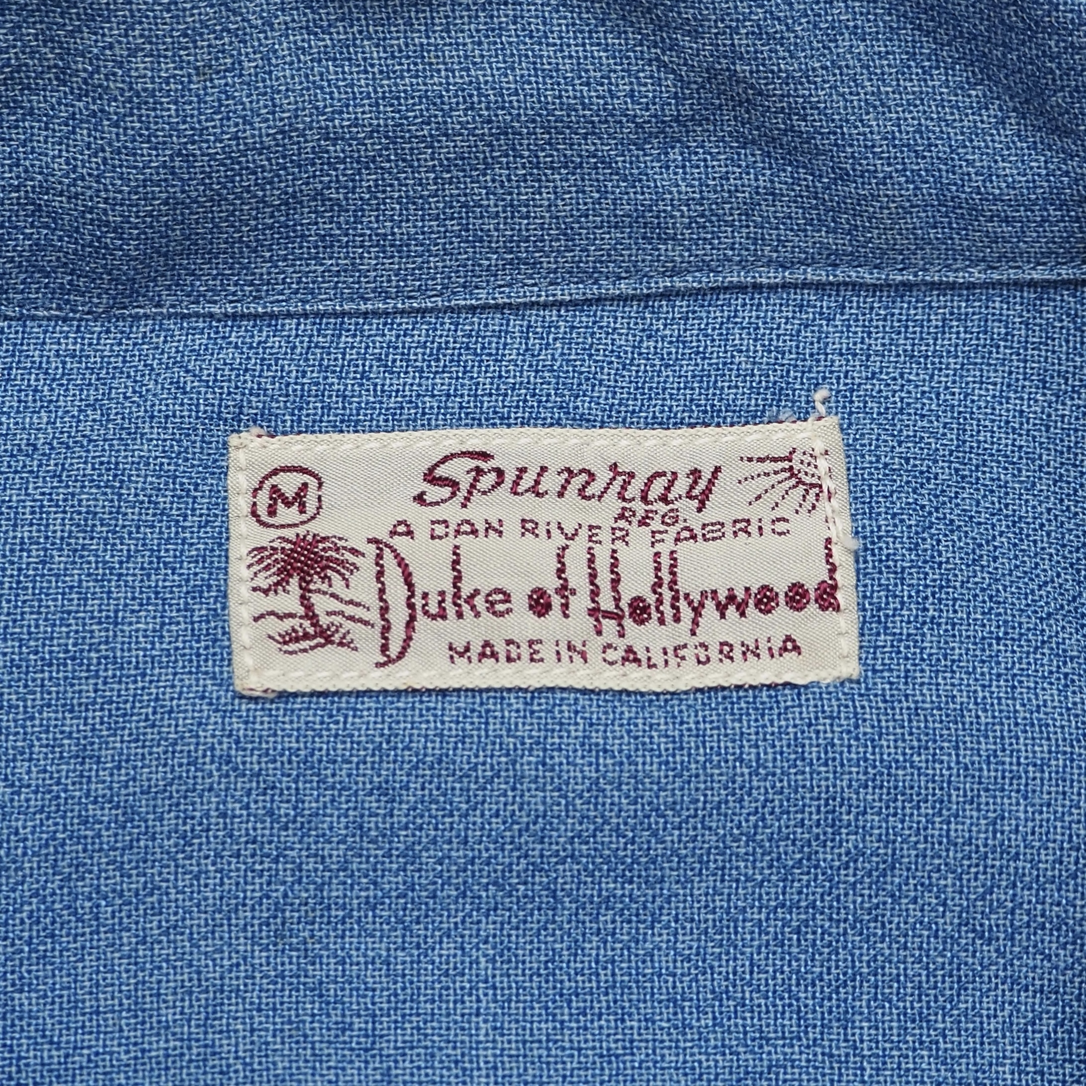 40’s-50’s レーヨンシャツ ブルー 単色 の画像 10