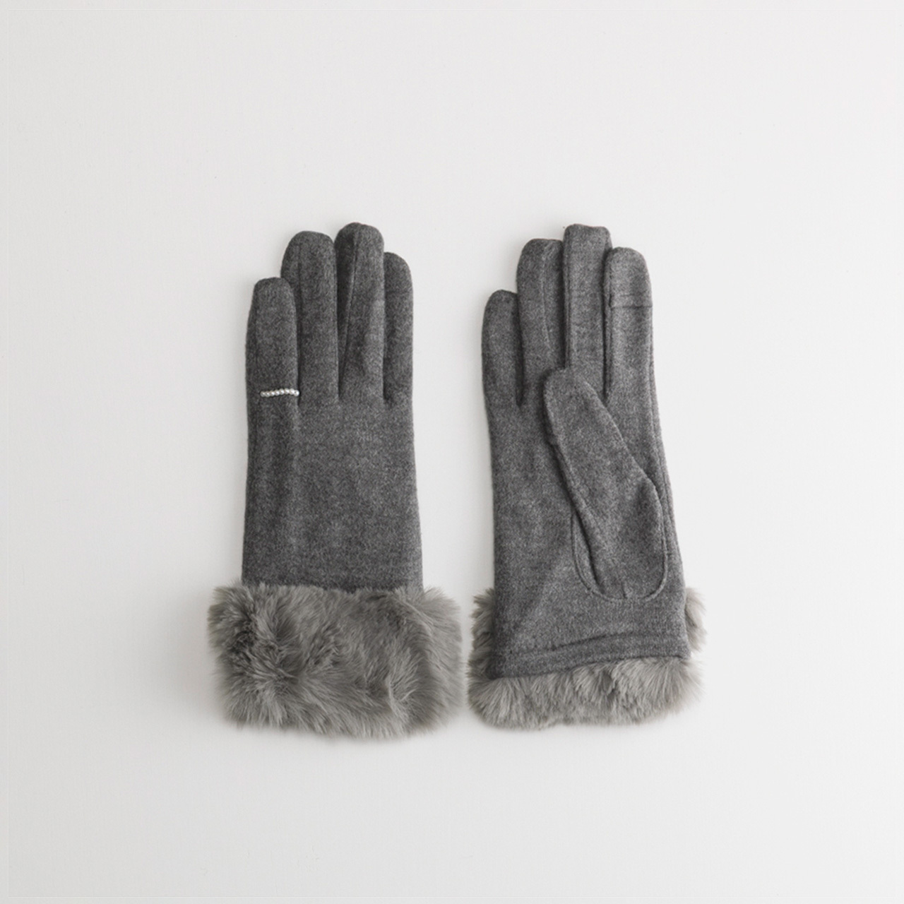 リングビジューエコファー ジャージグローブ/ タッチパネル対応(WOMEN)