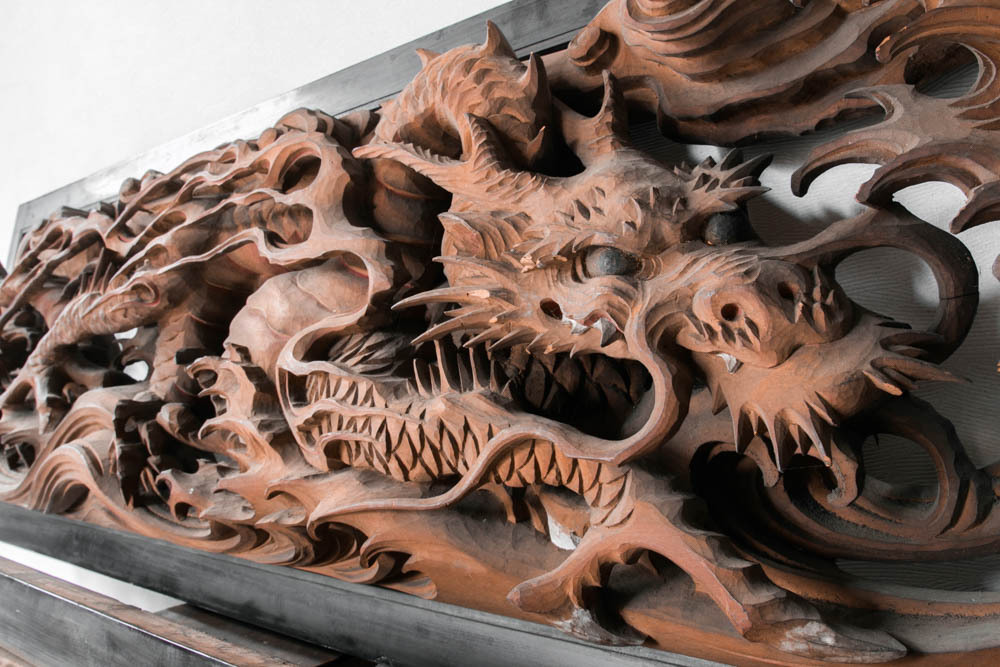 龍の彫刻欄間一対 | 越後古材