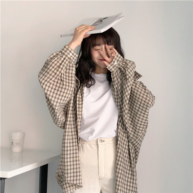 ゆるっとふんわり！原宿スタイル チェック柄オーバーサイズシャツのご紹介です♡