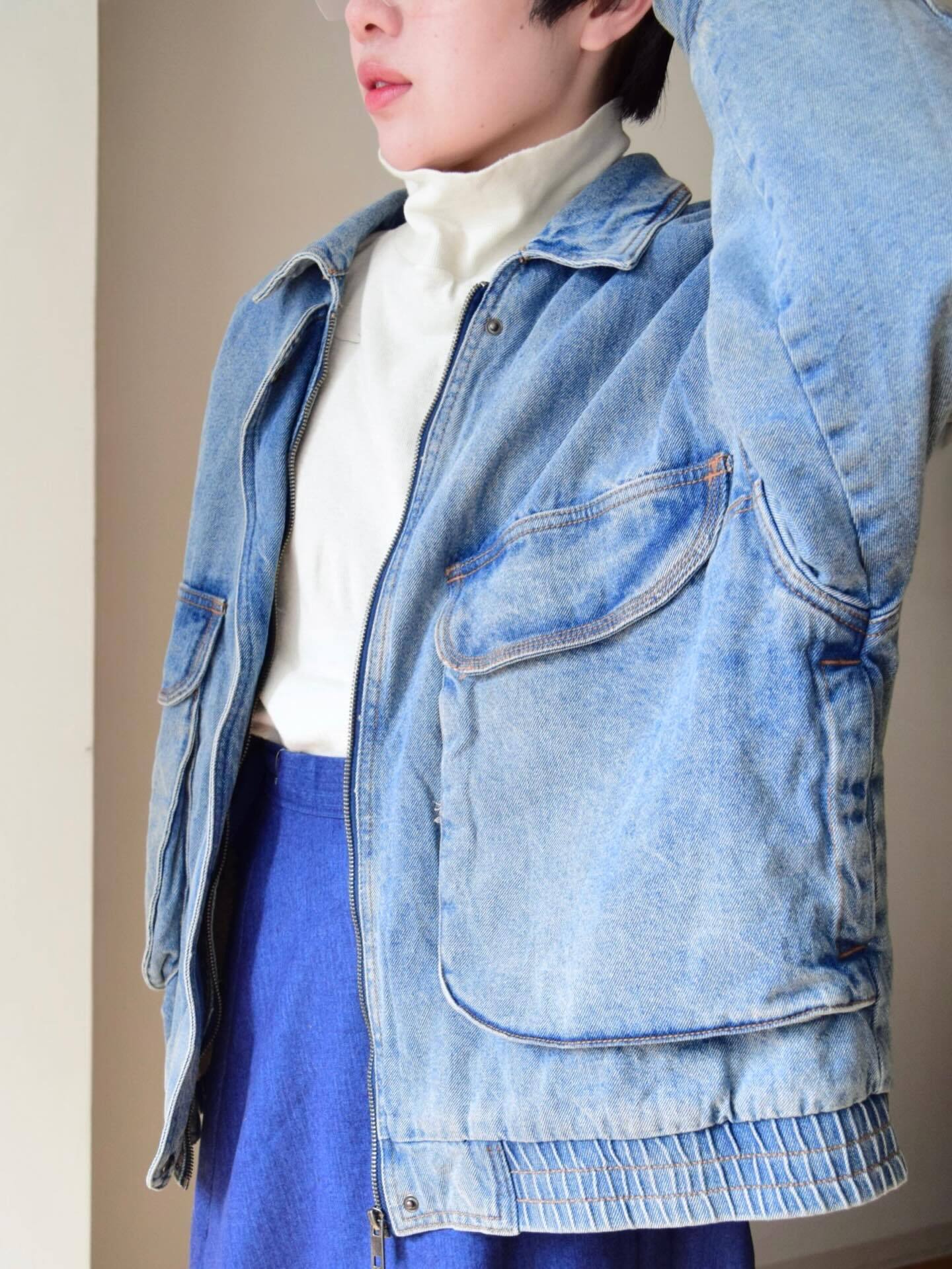 Denim boa blouson