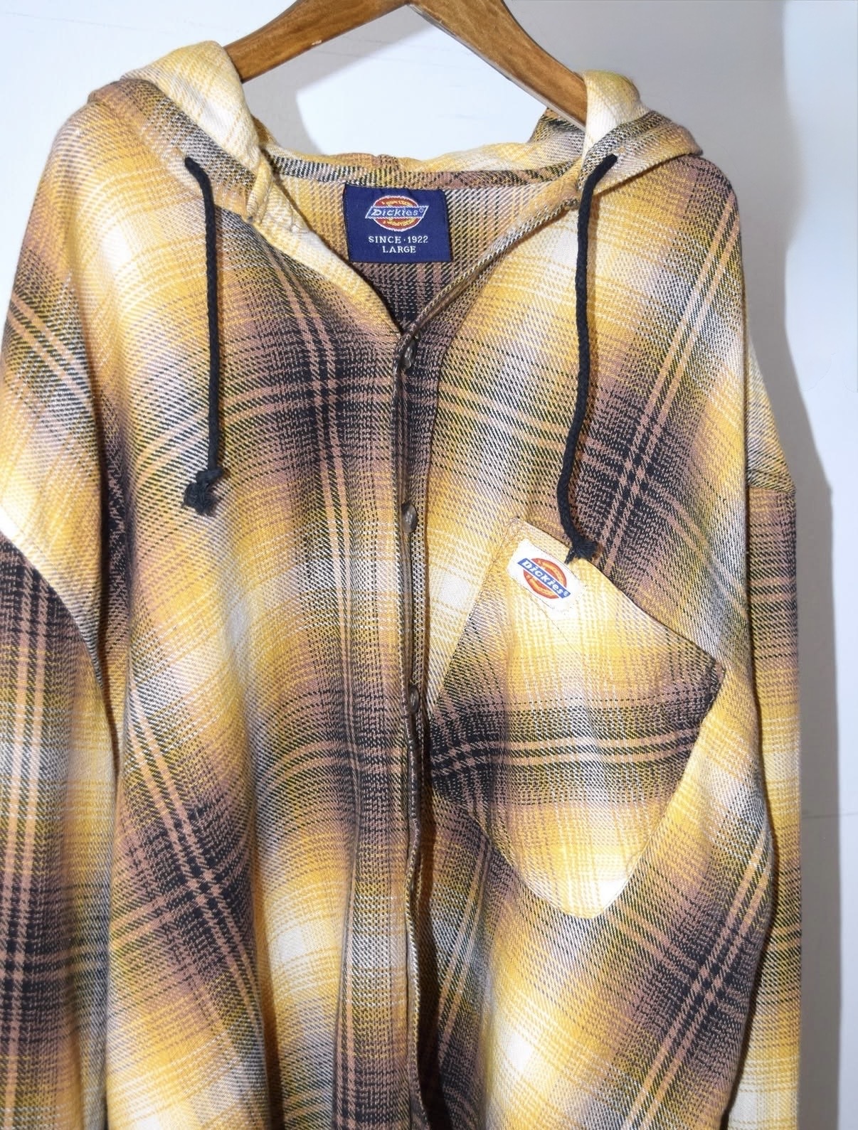 〜1990s Dickies flannel parka yellow check “DEAD STOCK” の画像 3