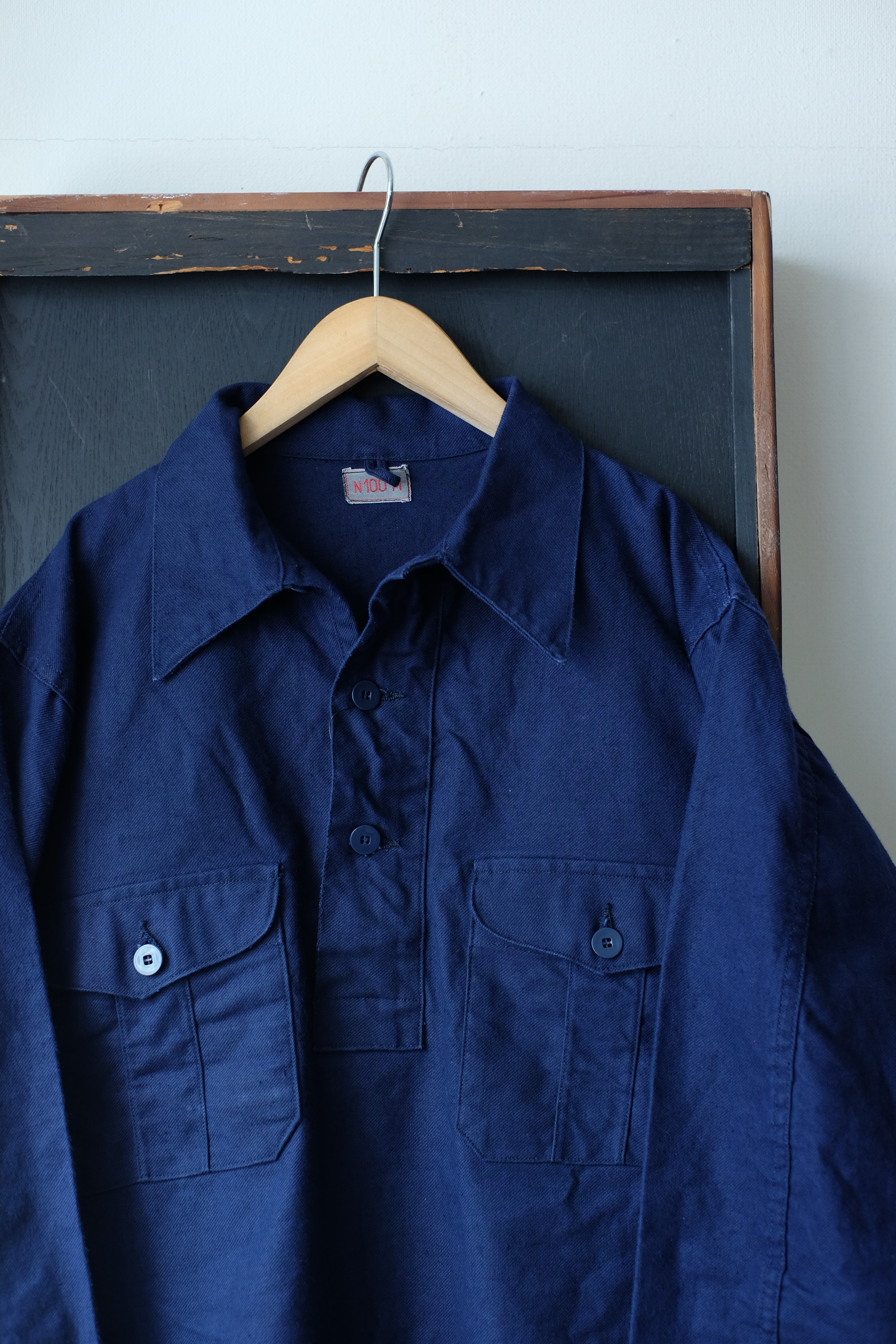 50s Swedish military pullover work shirt “one wash” の画像 3