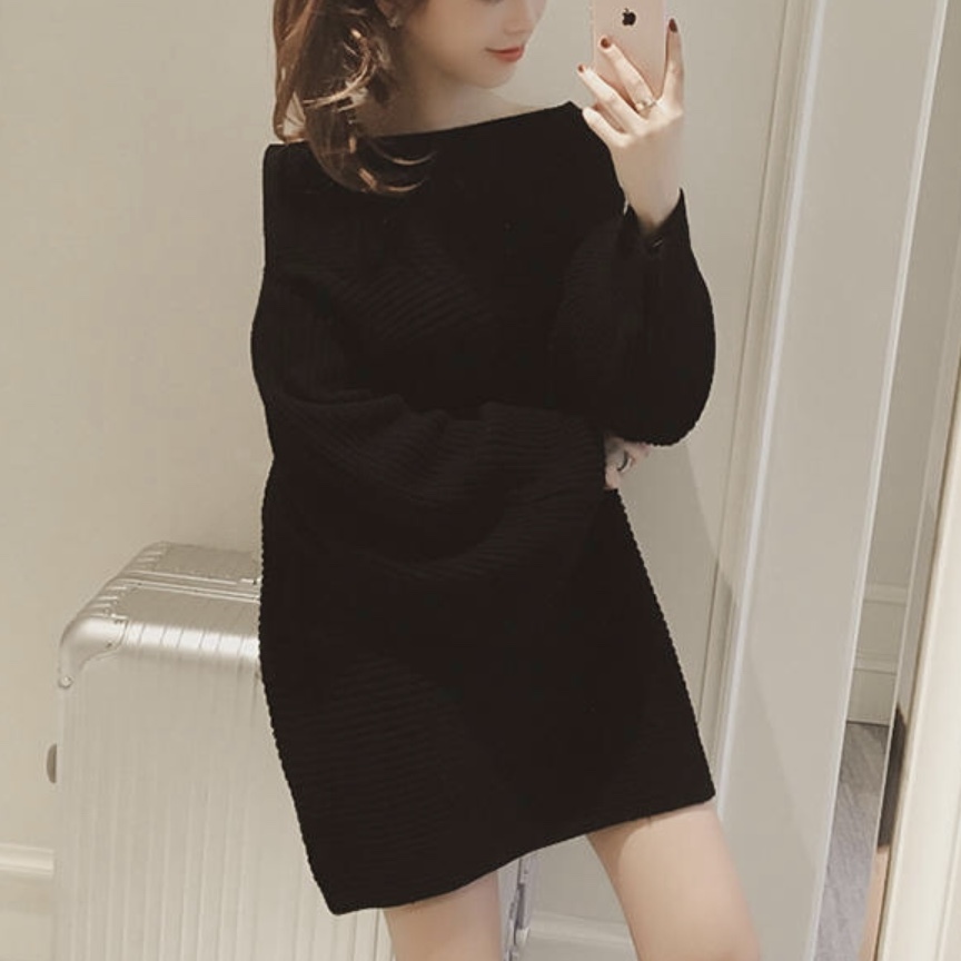ニット ゆったり ワンピース レディース 秋 冬 服 ミニ 丈 長袖 韓国 ファッション セクシー オフショルダー 肩出し Op 0443 Happy Orurea ハッピーオルレア