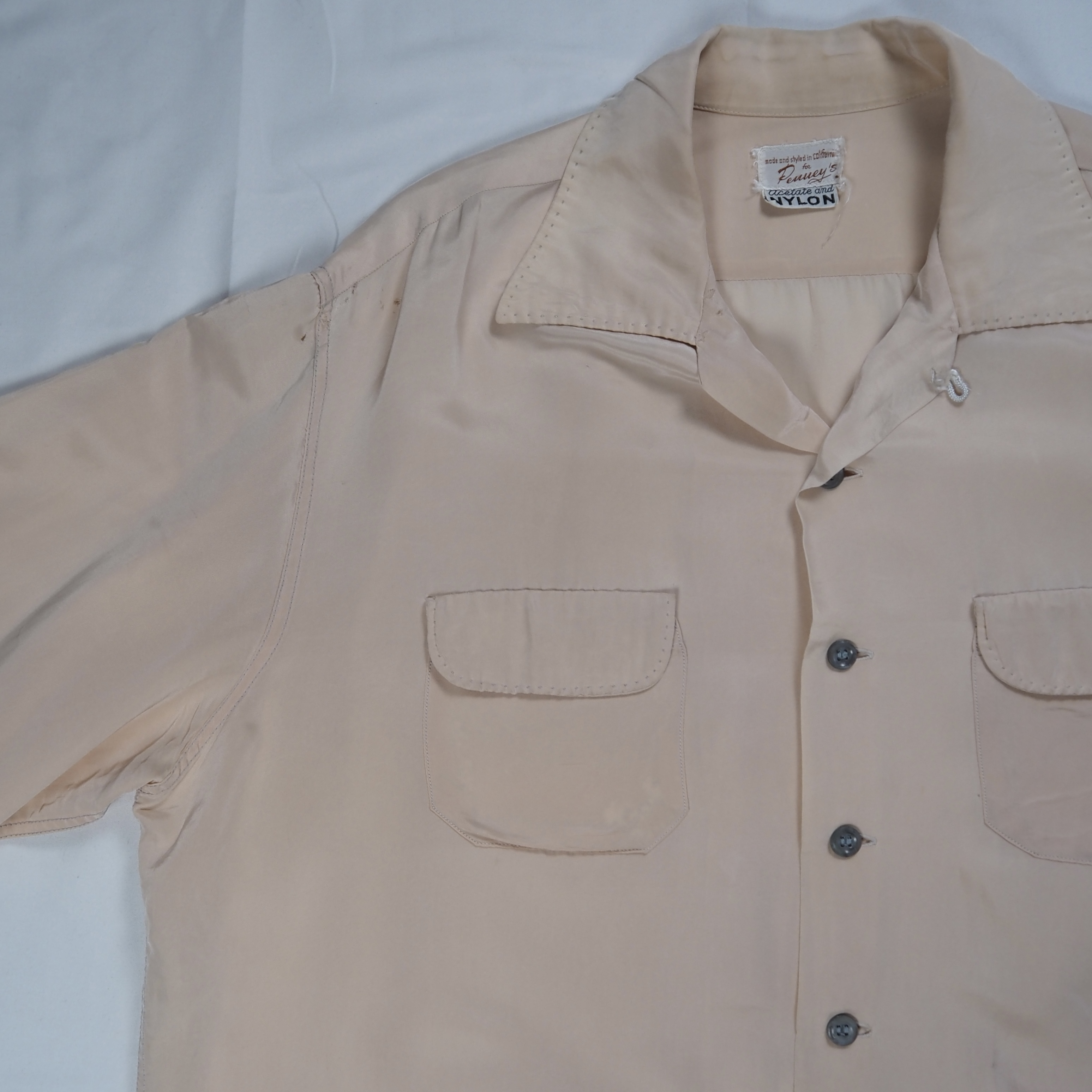 【ビッグサイズ】50’s Penny’s ナイロンシャツ ピンク XL の画像 8