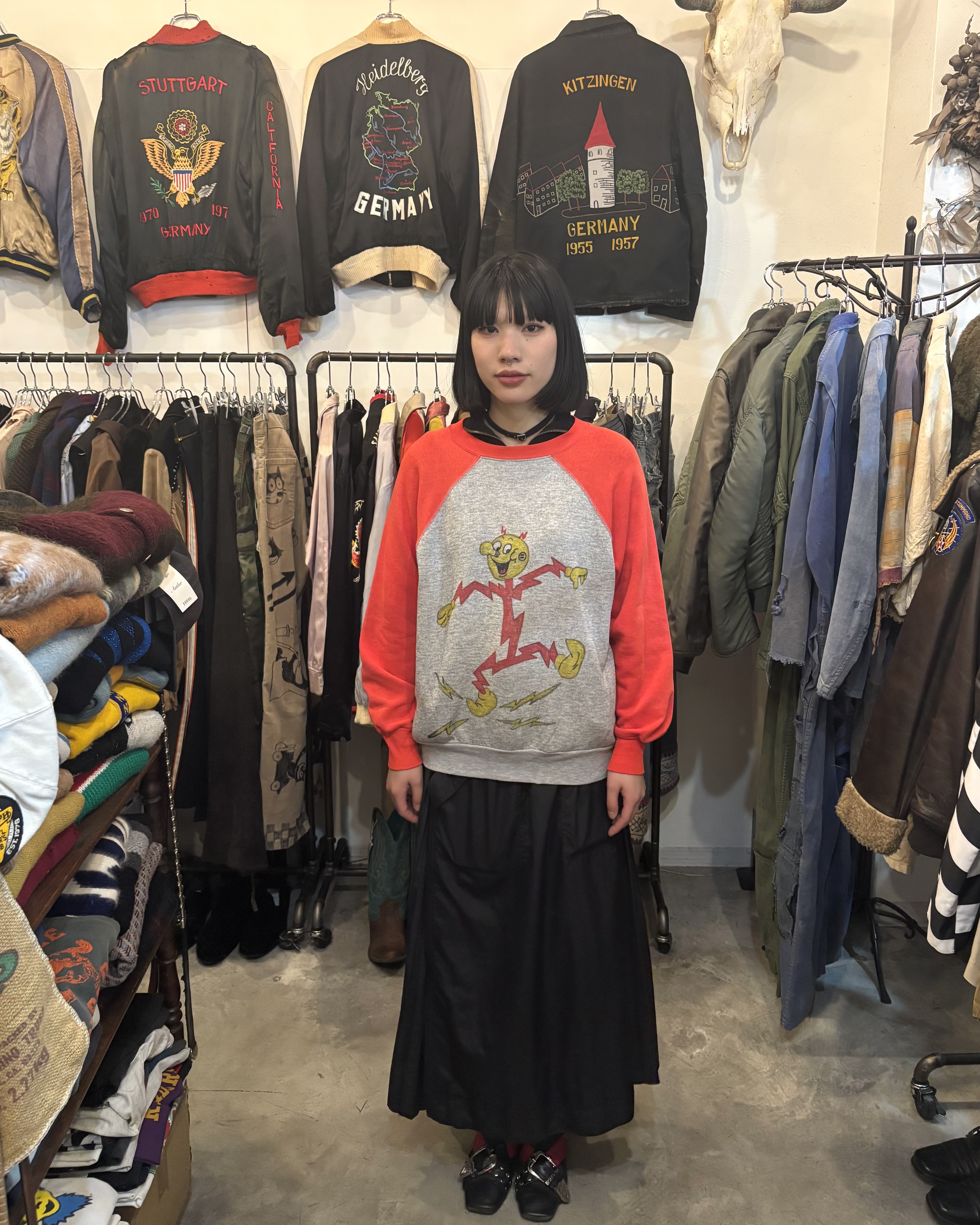 Vintage 70～80's "Reddy Kilowatt" Painted Raglan Sweat の画像 4