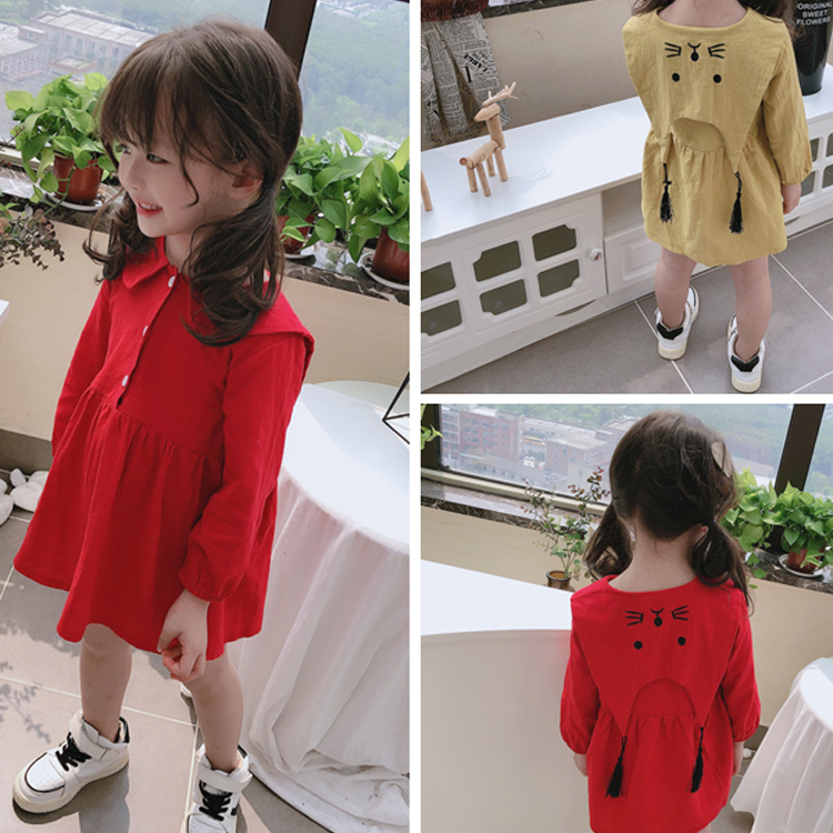 100 140 ワンピース 襟うさぎ 全2色 女の子 ドレス 秋冬 新作 韓国子供服 Q Toworld キュートワールド 子供服 メール便は何点でも送料の合計は280円