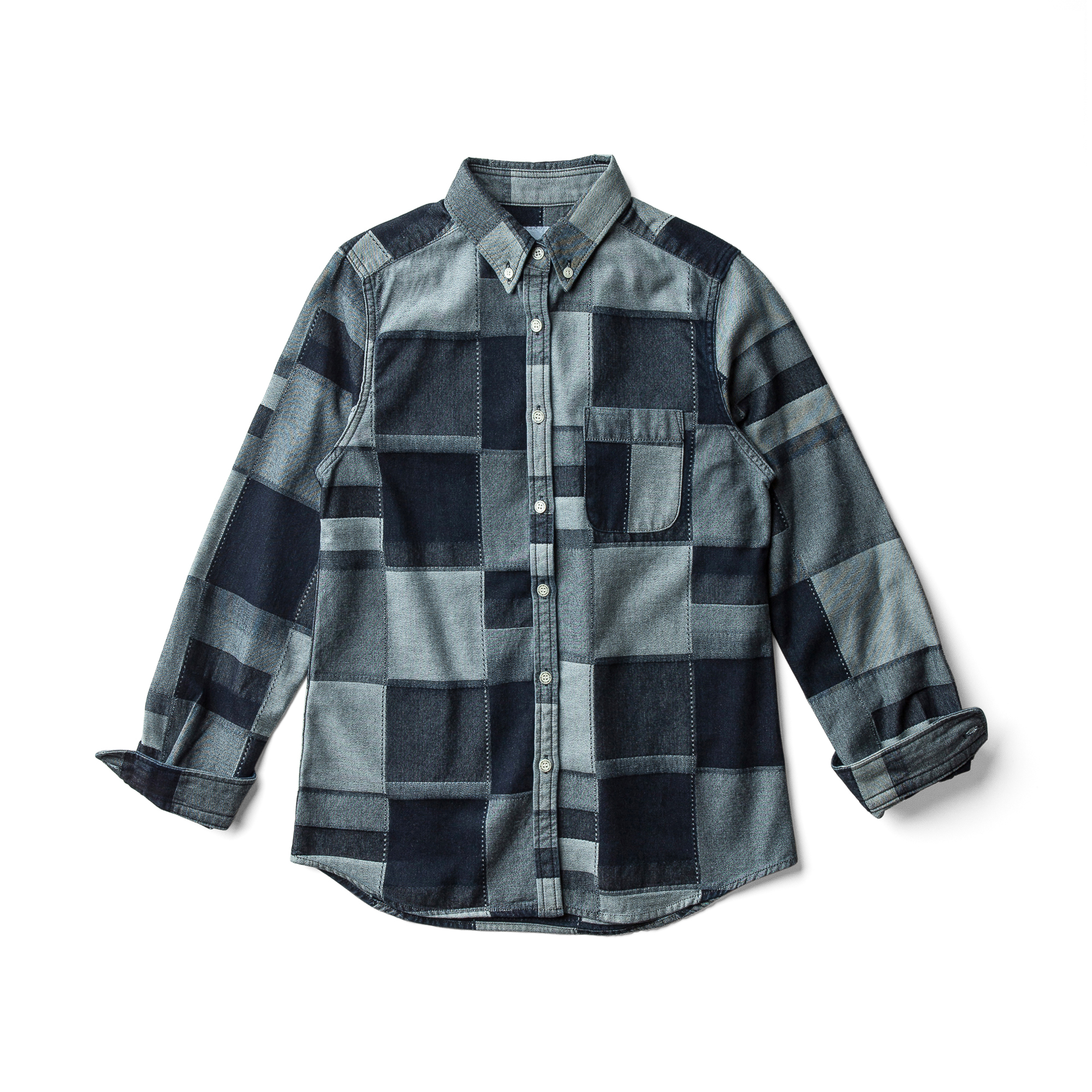 パッチワーク風シャツ W ネイビー Edge Of Line Online Store パッチワーク風シャツ W ネイビー Edge Of Line Online Store