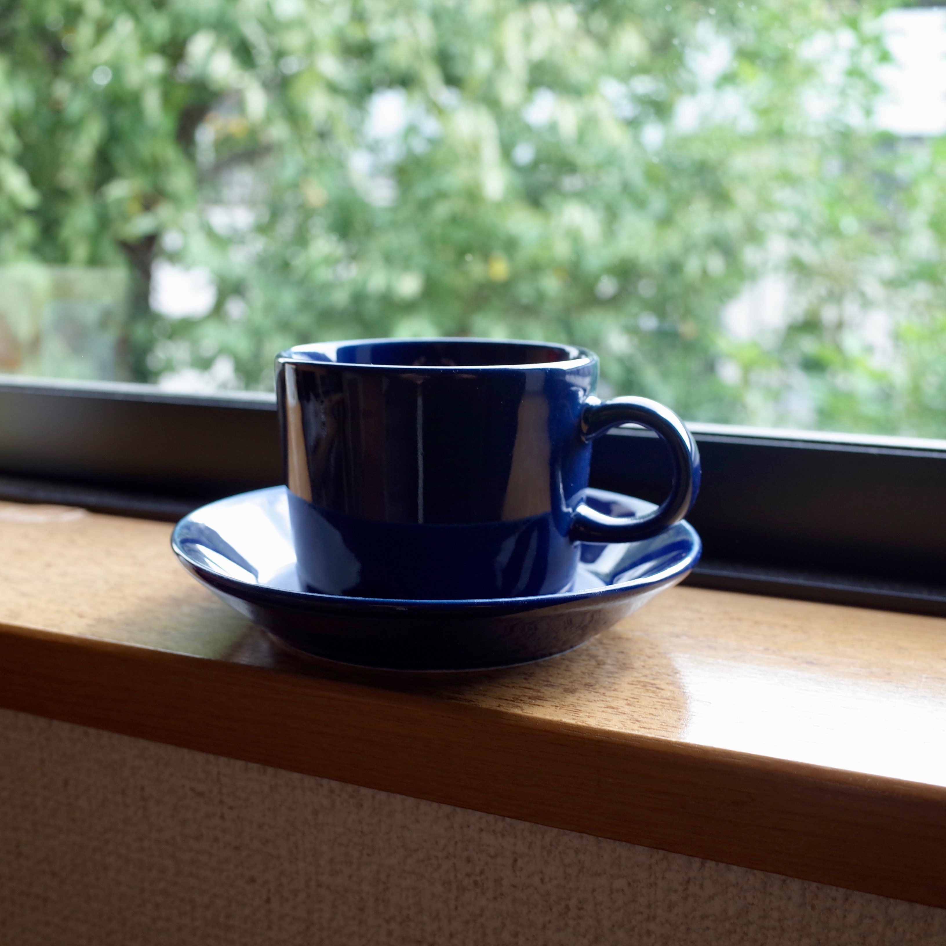 Arabia アラビア Teema ティーマ コーヒーカップ ソーサー ブルー 003 Hyvaa Matkaa ヒュバーマトカ 北欧ヴィンテージ 北欧雑貨