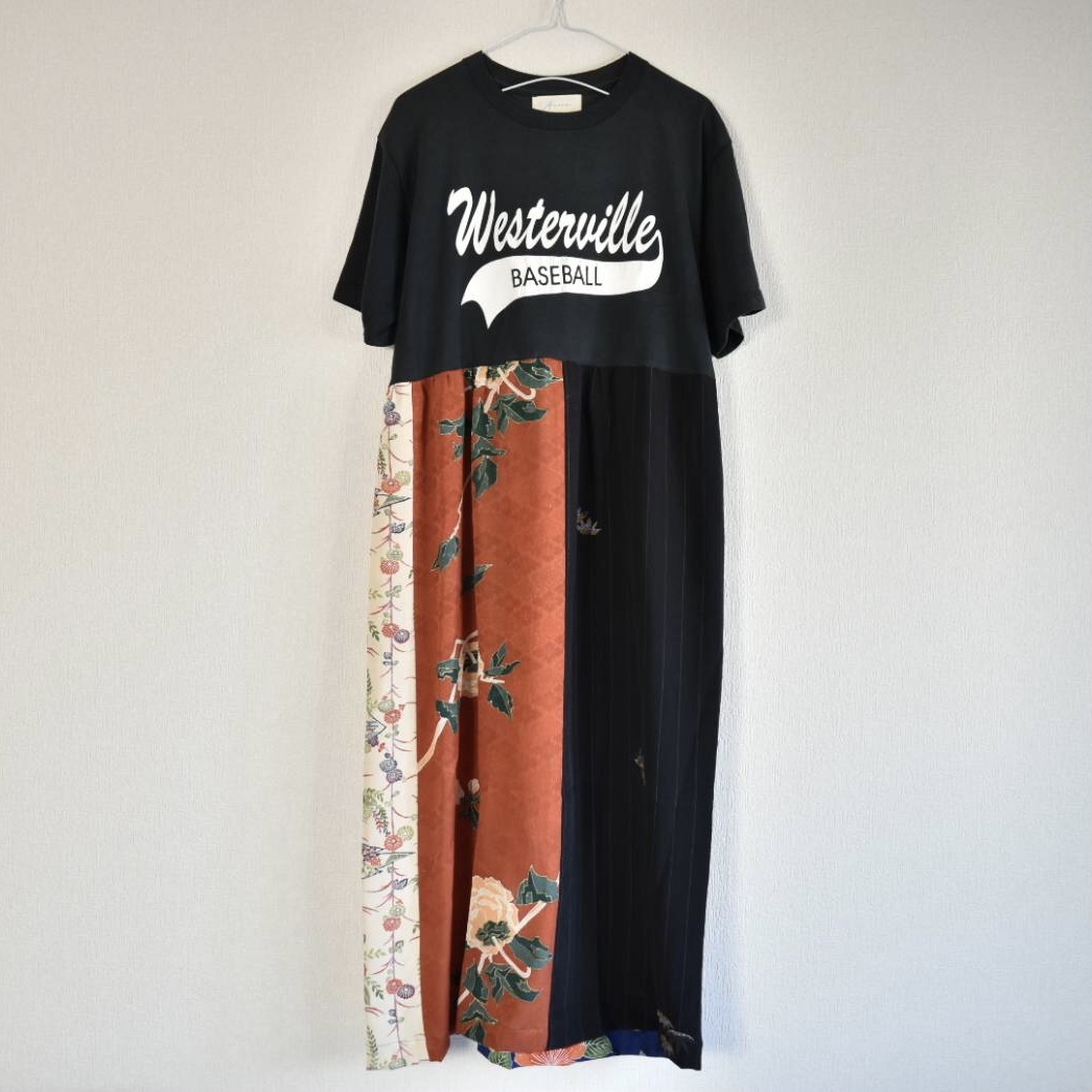 Kimono Remake T Shirt One Piece 着物リメイク パッチワーク Tシャツワンピース Acote