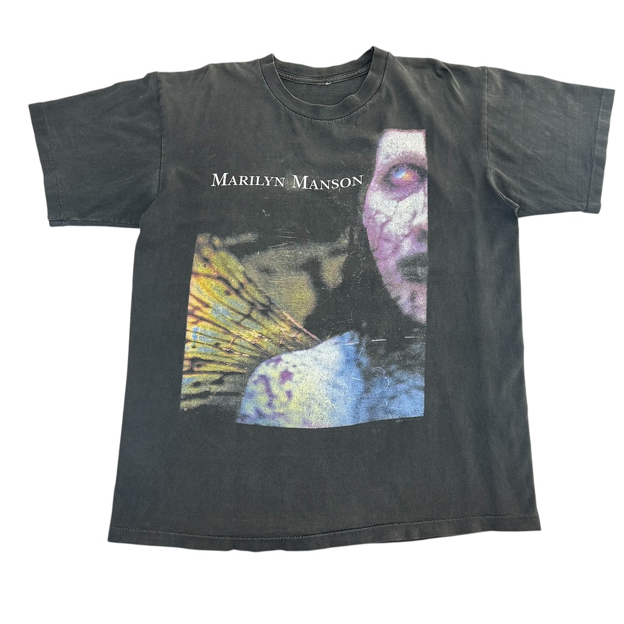 Marilyn Manson Face Print Band T-Shirt Black Fits XL