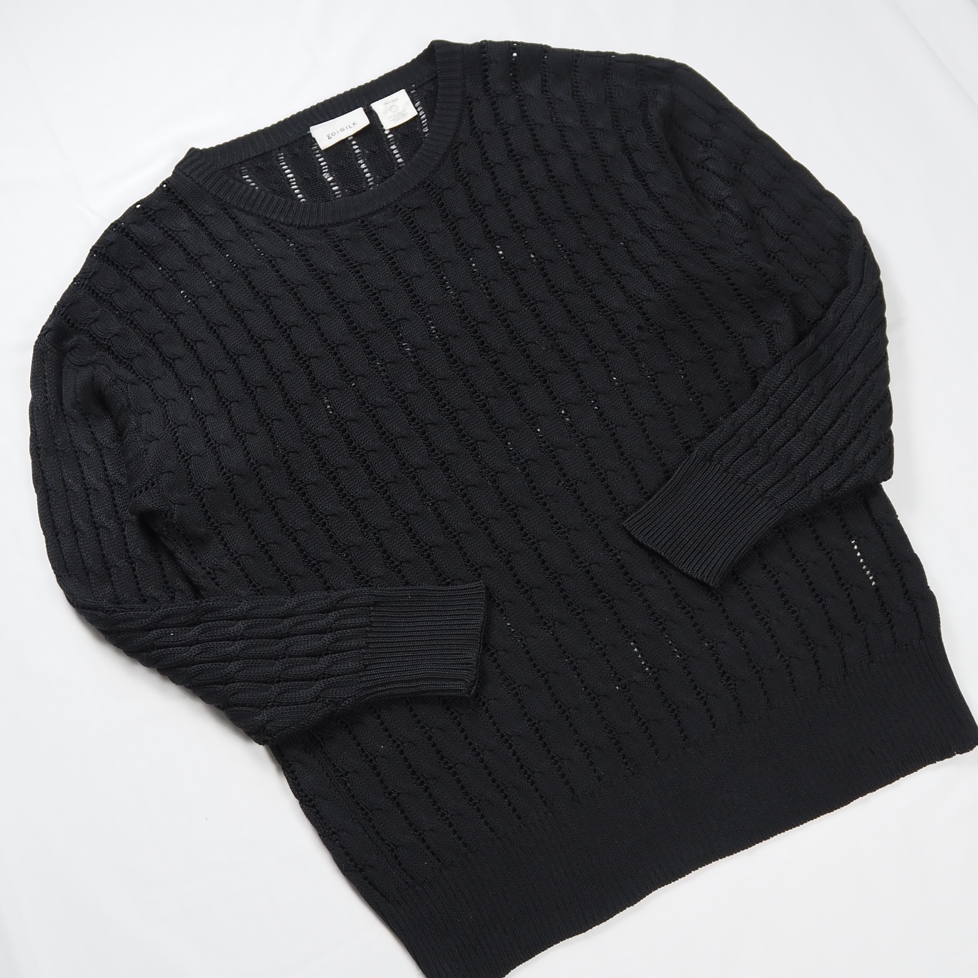 80’s-90’s go silk ニット 100%シルク Lサイズ ブラック の画像 3