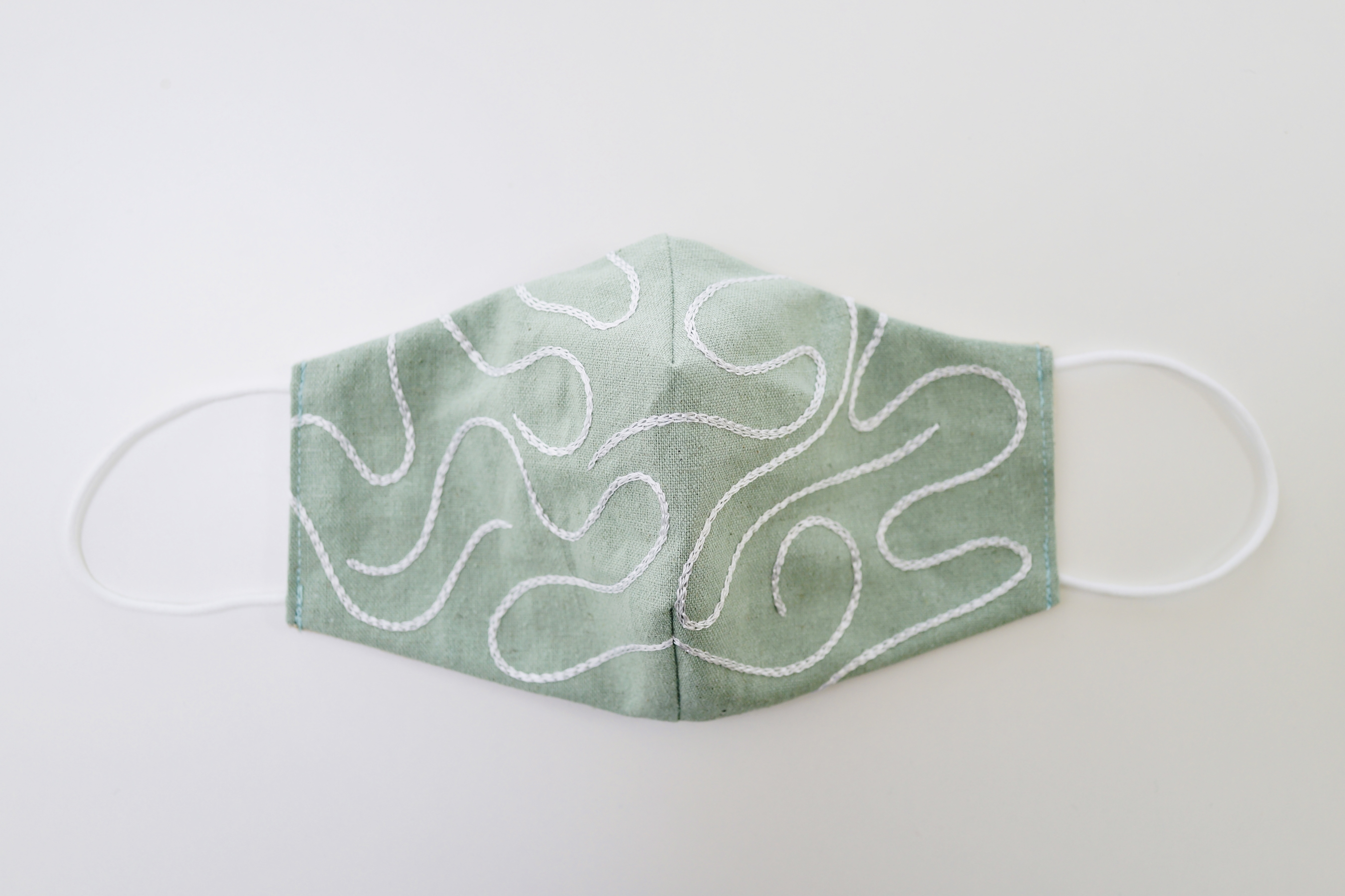 【手刺繍のマスク/ワイヤー入り】 "wave pool"