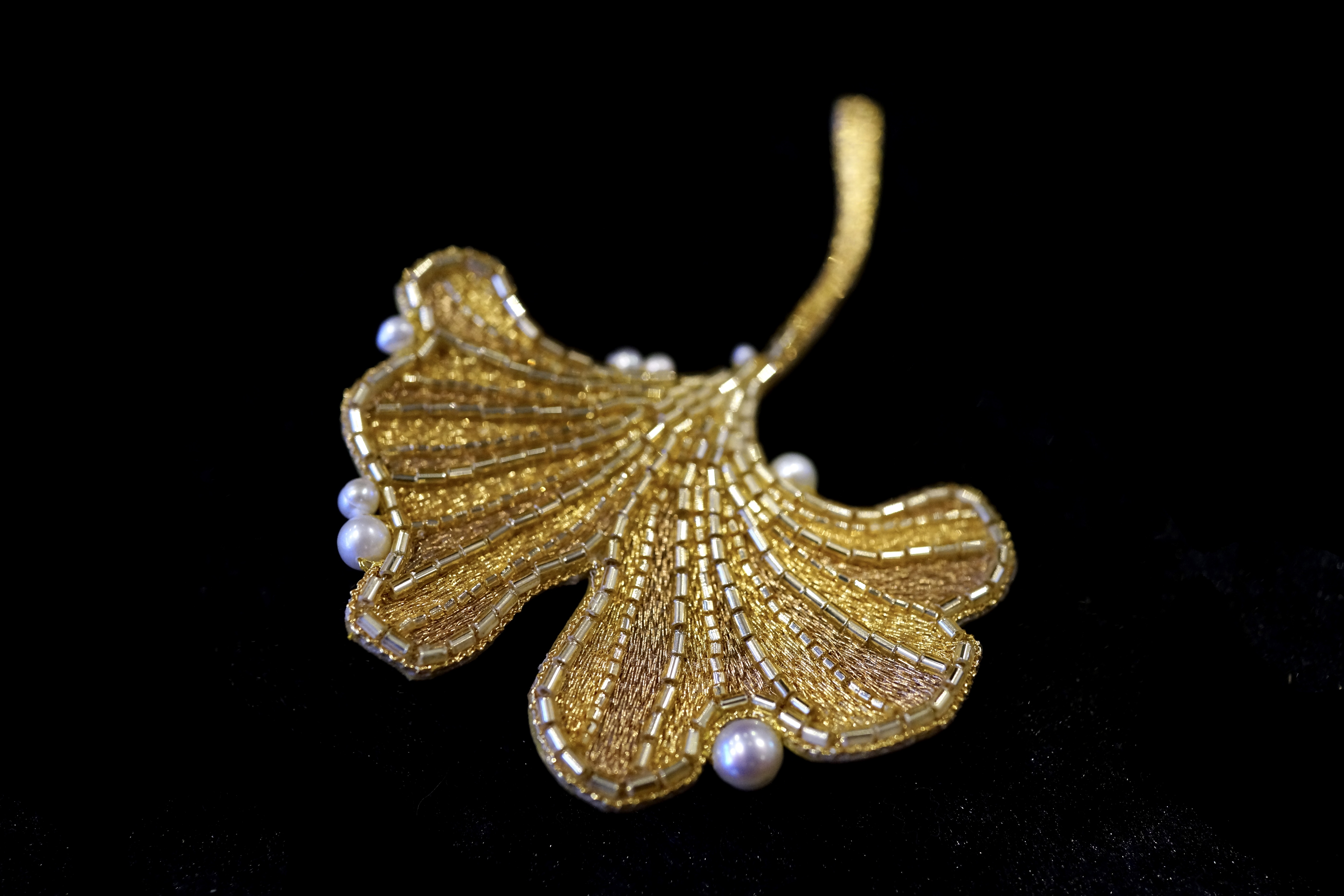 Ginkgo brooch