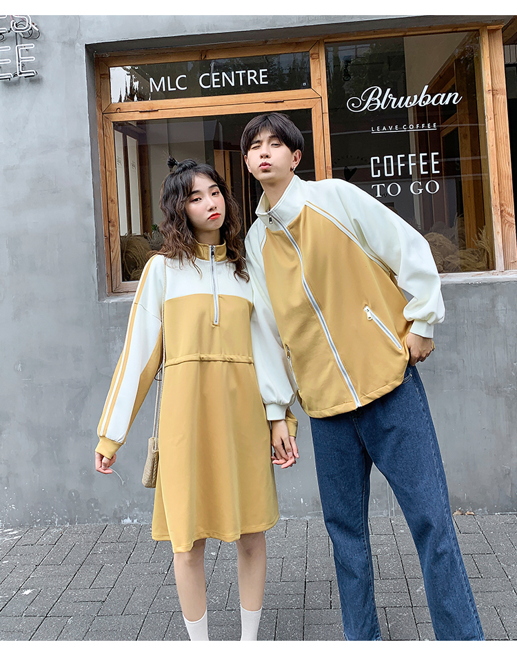 センタージップ ジャージ ワンピース 0713 カップル ペアルック リンクコーデ カジュアル お揃い 夫婦 親子 カップルのリンクコーデ専門店 Pair Cele ペアセレ