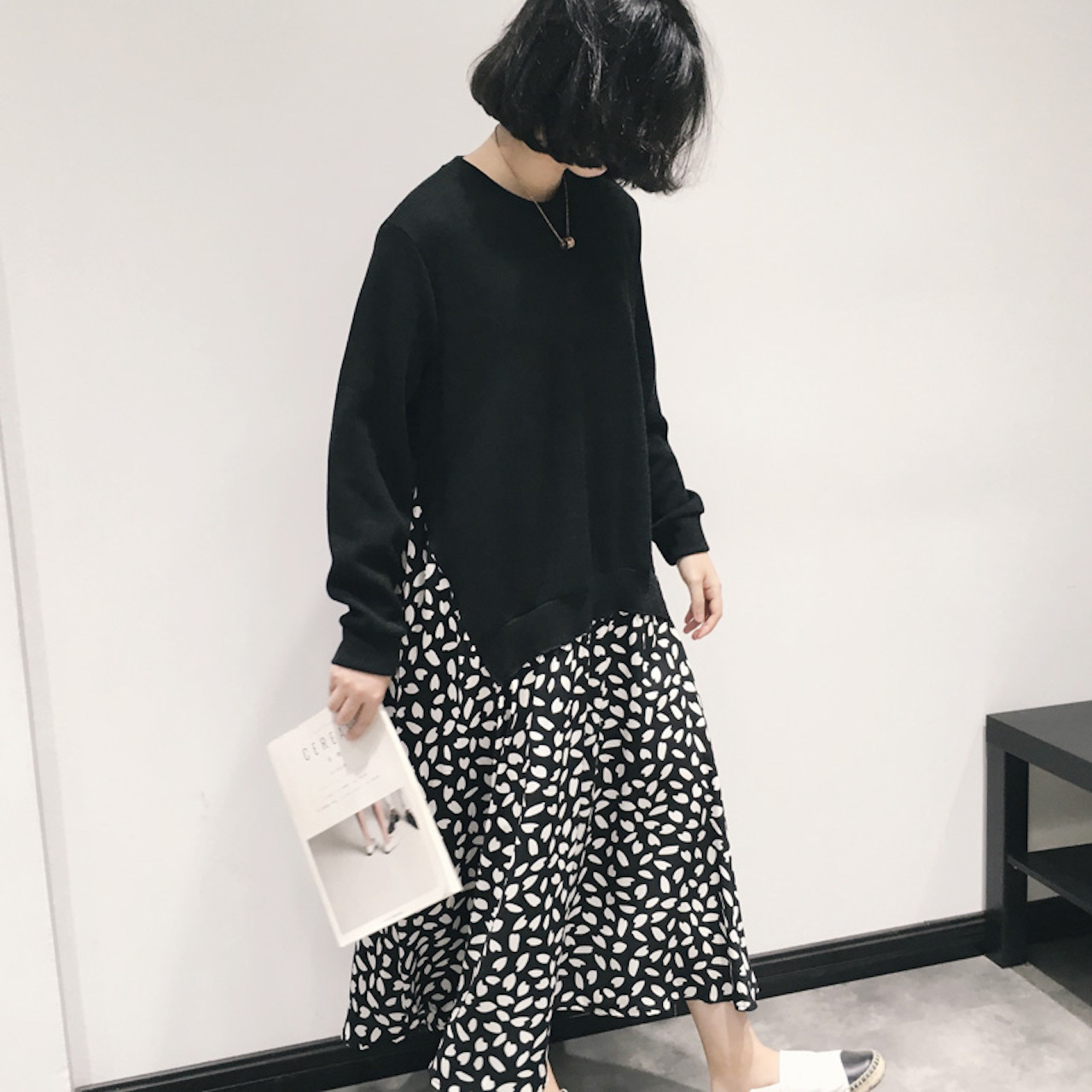 ワンピース オールインワン レディース ゆったり お出かけ カジュアル 重ね着風 ニット トップス 街角のカフェテラス ワンピース オールインワン レディース ゆったり お出かけ カジュアル 重ね着風 ニット トップス 街角のカフェテラス