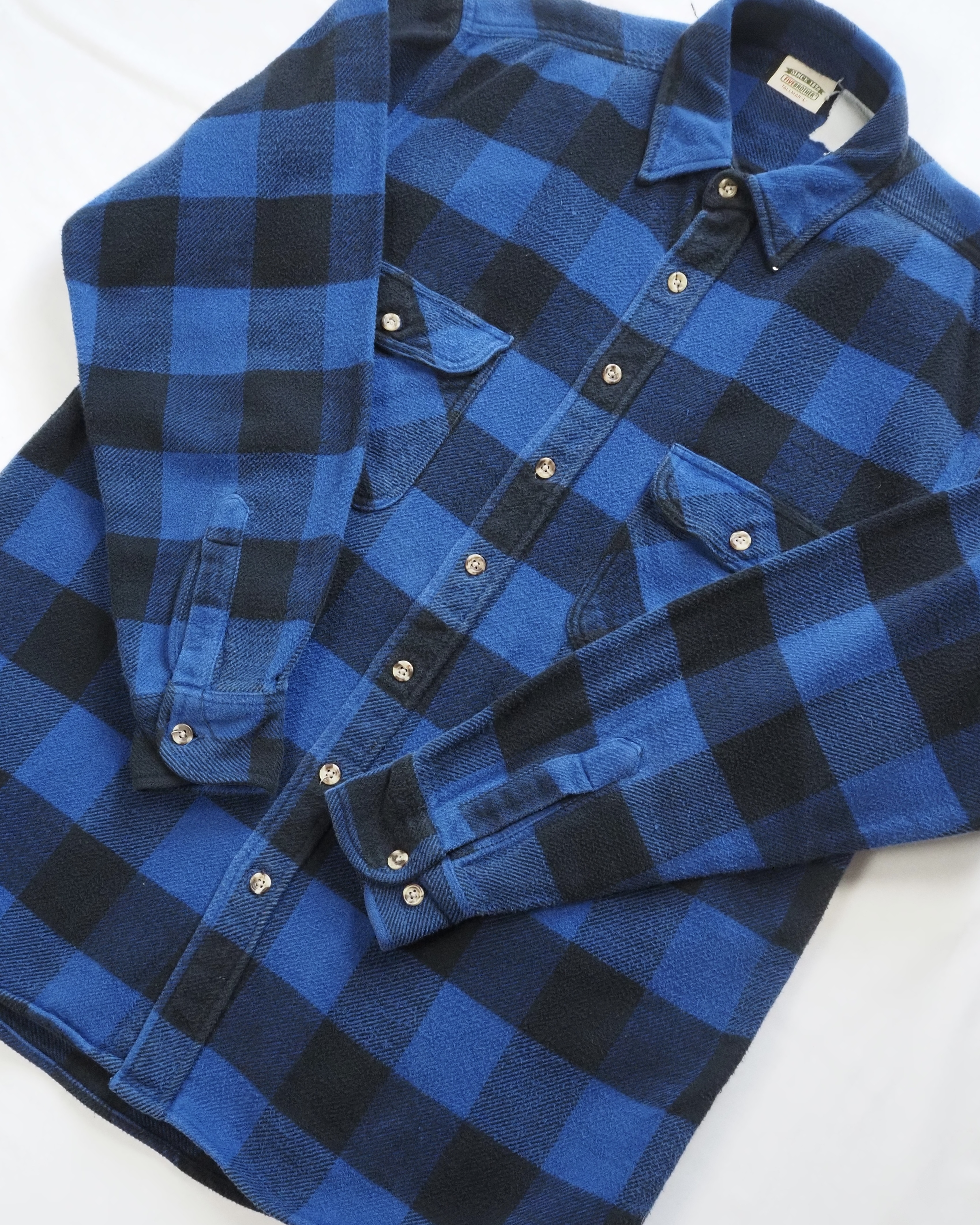 【VCM入荷】90’s Fivebrother ヘヴィネル ブルー×ブラック ブロックチェック の画像 6