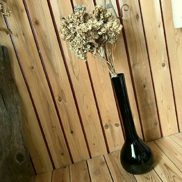 80 90 Sヴィンテージ 古いブラックガラスのフラワーベースh52cm 大きな黒花瓶 ドライフラワー大型硝子花器ビンテージアンティーク Treasure Chest おしゃれなインテリア 雑貨 ヴィンテージ品のお店