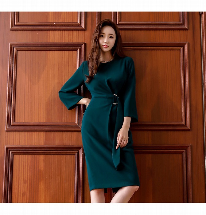 ワンピース レディース ロング 秋 冬 長袖 ミモレ丈 無地 通勤服 通学服 お呼ばれ 食事会 デート服 10代 代 30代 40代 50代 韓国の可愛いレディースアパレルのセレクトショップ Kilalion キラリオン