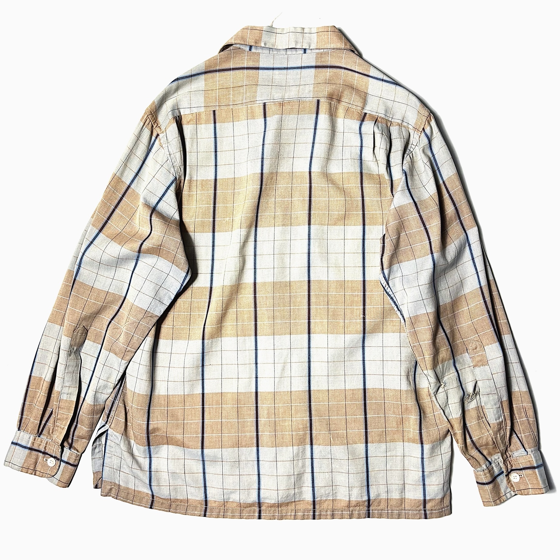 Vintage 50～60's【Sanchez Mola】Open Collar Check Shirt の画像 2