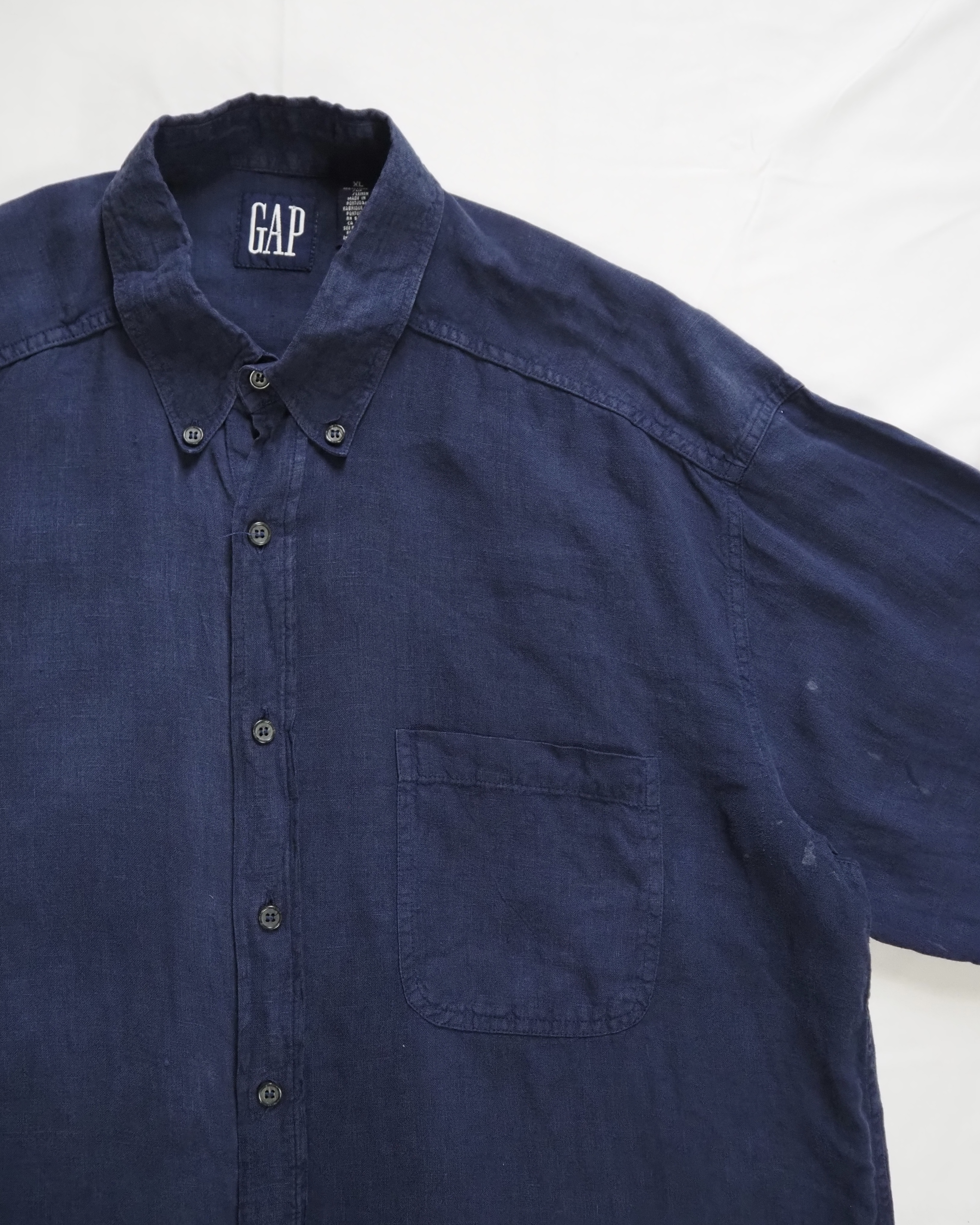90’s OLD GAP リネンシャツ ネイビー XL の画像 3