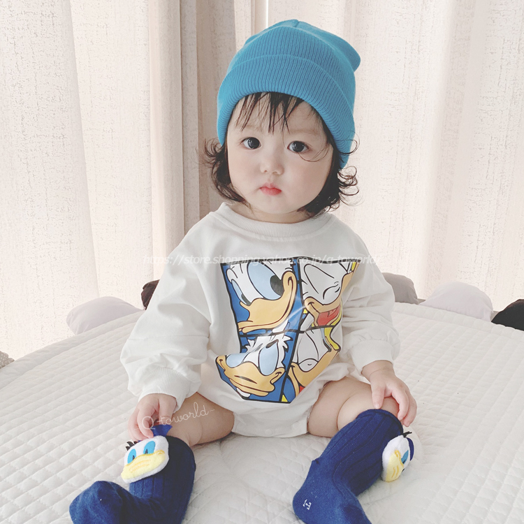 60 90 ロンパース 靴下 ２点セット 長袖 キャラクター ベビー 韓国風 可愛い 女の子 男の子 ベビー 子供服 Q Toworld キュートワールド 子供服 メール便は何点でも送料の合計は280円