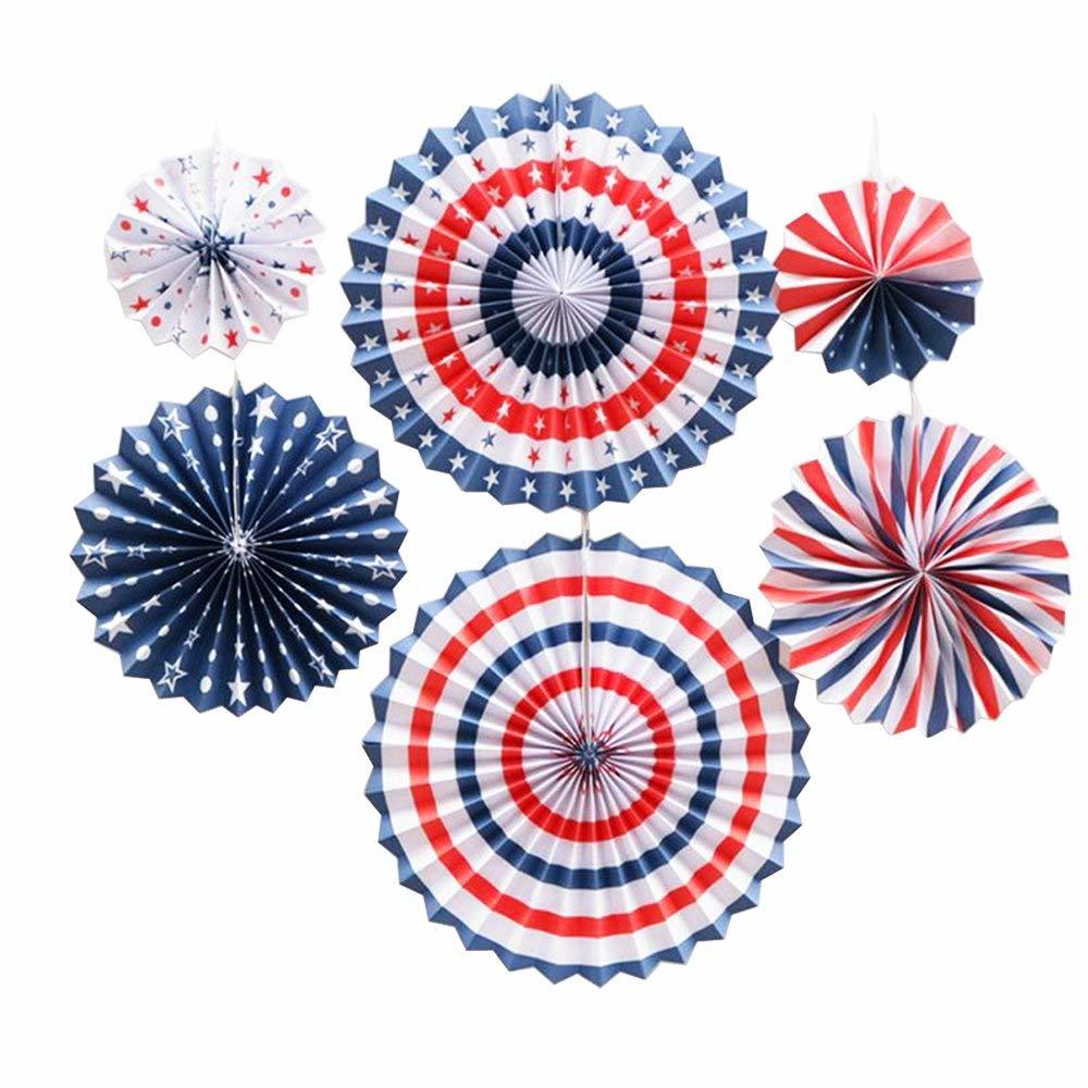 ペーパーファン アメリカポップネイビー6点 ペーパーフラワー 誕生日 飾り付け デコレーションセット パーティー バースデー 紙花 サプライズ 装飾 Fta109 幸せを運ぶ風船shopフロンティアバルーン