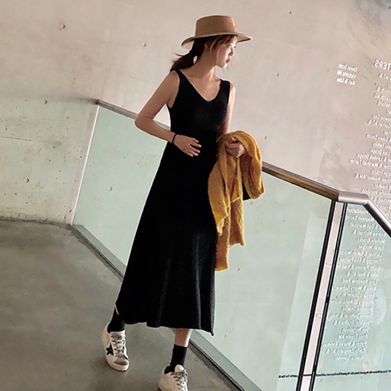 韓国 ファッション レディース ワンピース シンプル ワンピース ノースリーブ ゆるふわ ゆったり ロング丈 マキシ丈 カジュアル 春 夏 H 118 Bonheur Femme ボヌール ファム
