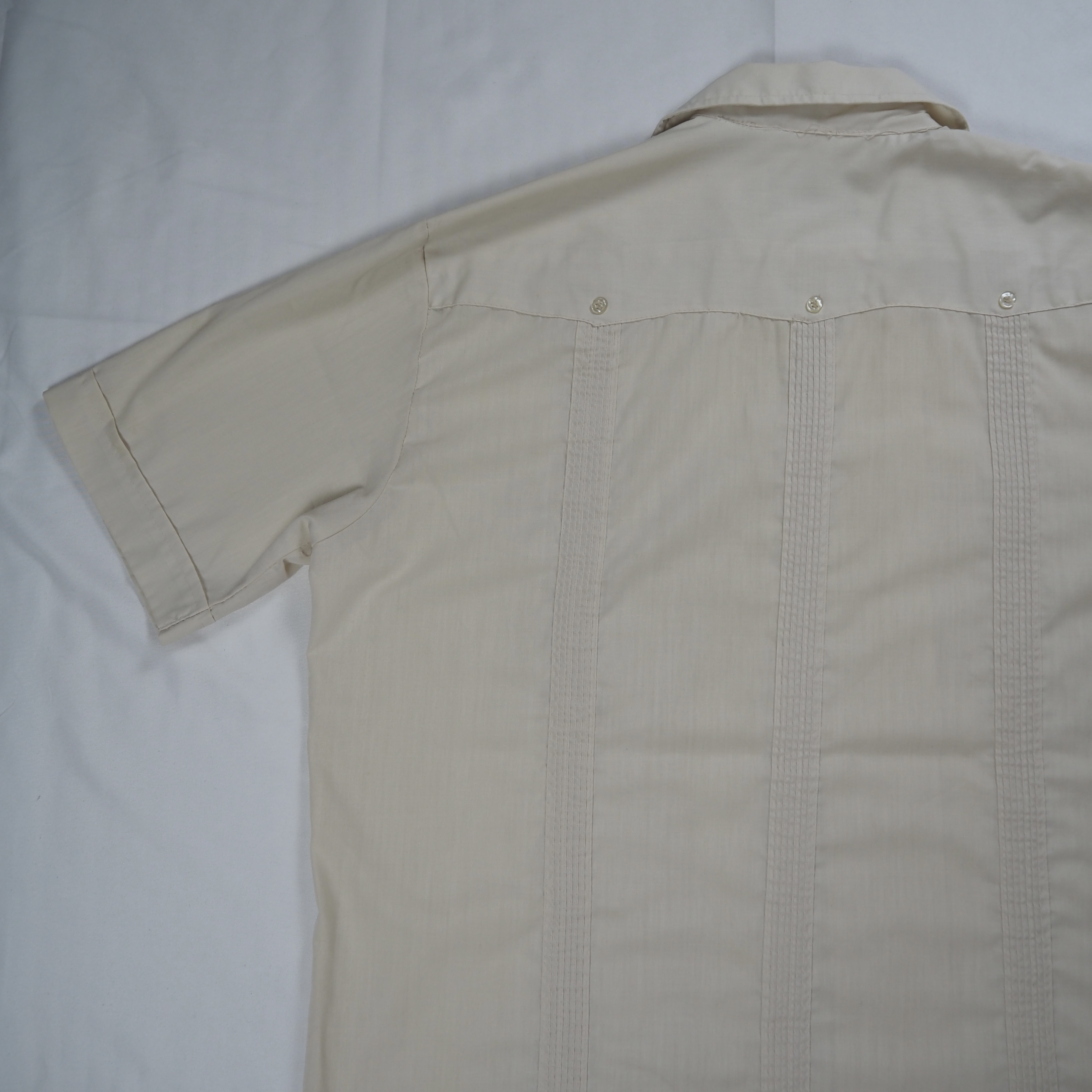 80’s-90’s Guayabera キューバシャツ Sサイズ ベージュ の画像 12