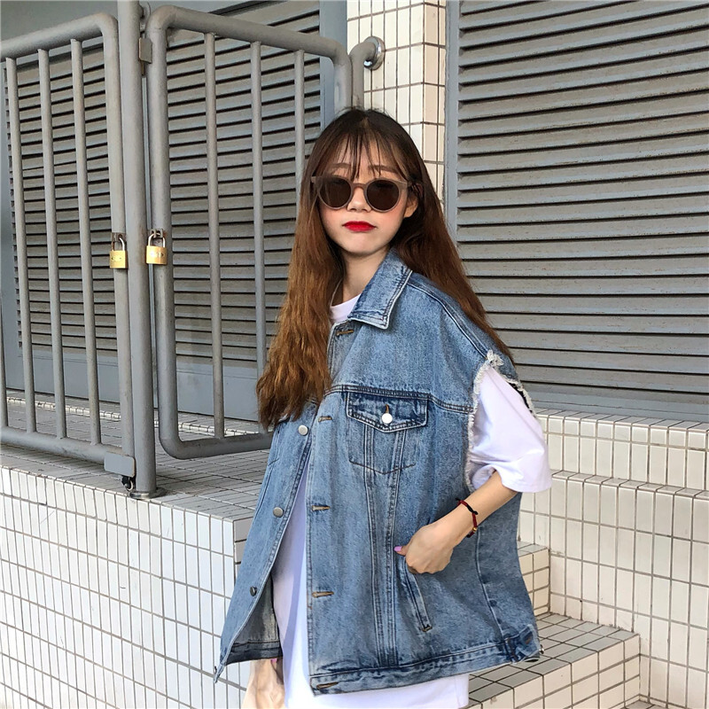 送料無料 トップス レディース ベスト デニム ノースリーブ ボリューム 無地 ブルー デニム 切りっぱなし カジュアル こなれ感 おしゃれ かっこいい ジーンズ ロング丈 オーバーサイズ 春 秋 10代 代 30代 カジュアル 女子 ゆったり 休日 デート トレンド 韓国