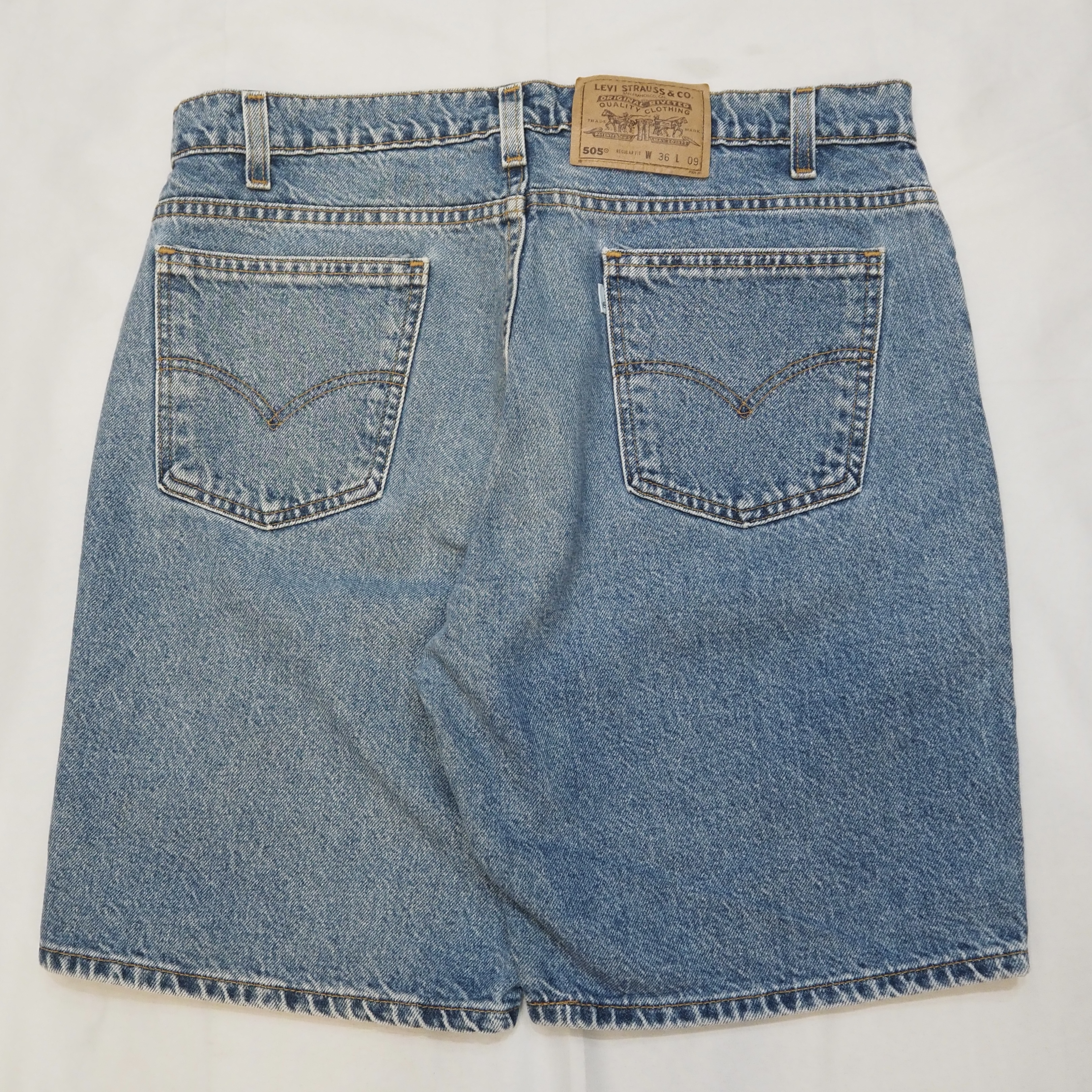 90S Levi’s 505 Blue Denim Shorts Size 36 の画像 6