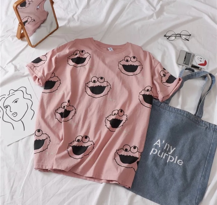 Tシャツ レディース エルモ キャラt 韓国ファッション 大人可愛い Milk Latte Tシャツ レディース エルモ キャラt 韓国ファッション 大人可愛い Milk Latte