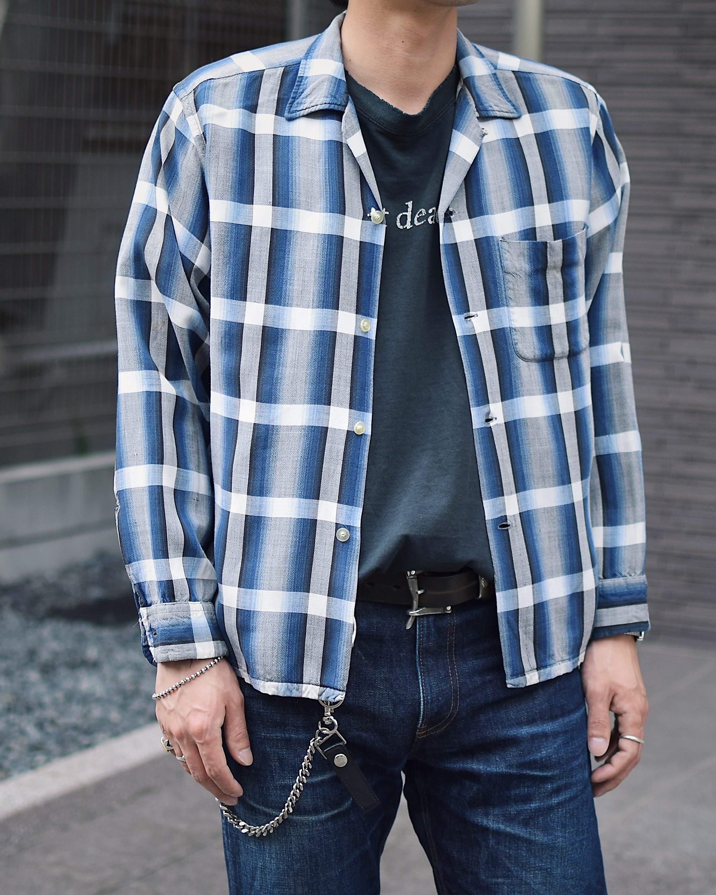 Vintage 60's【TOWNCRAFT】Ombre Check Rayon Shirt の画像 3