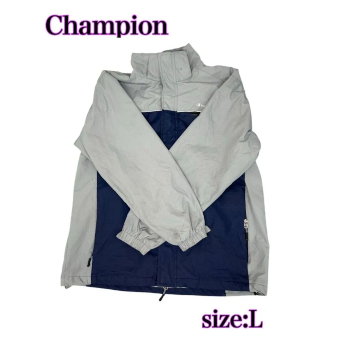 Champion ナイロンジャケット ネイビー/グレーL