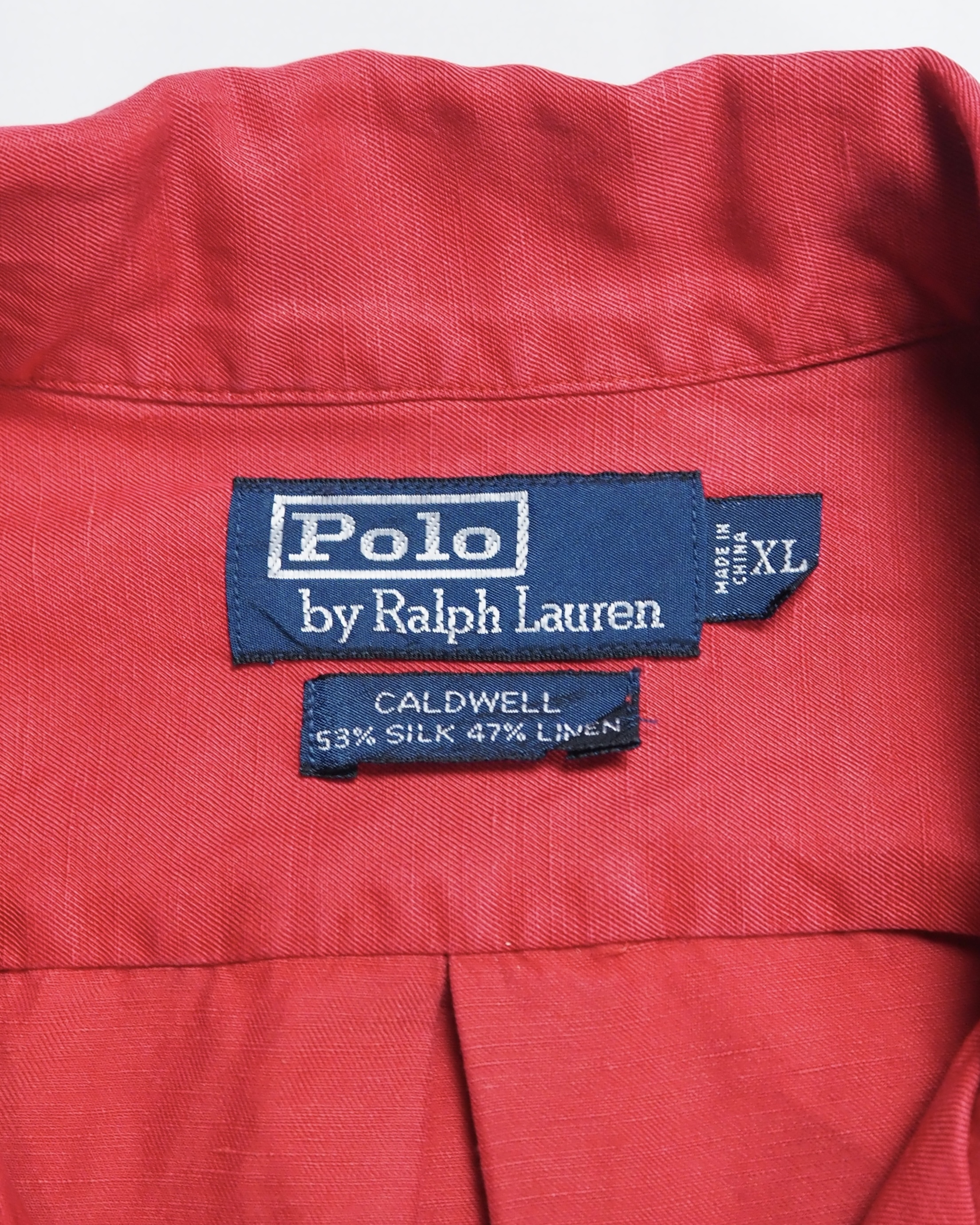 90’s Ralph Lauren シルク×リネン Caldwell レッド XL の画像 5